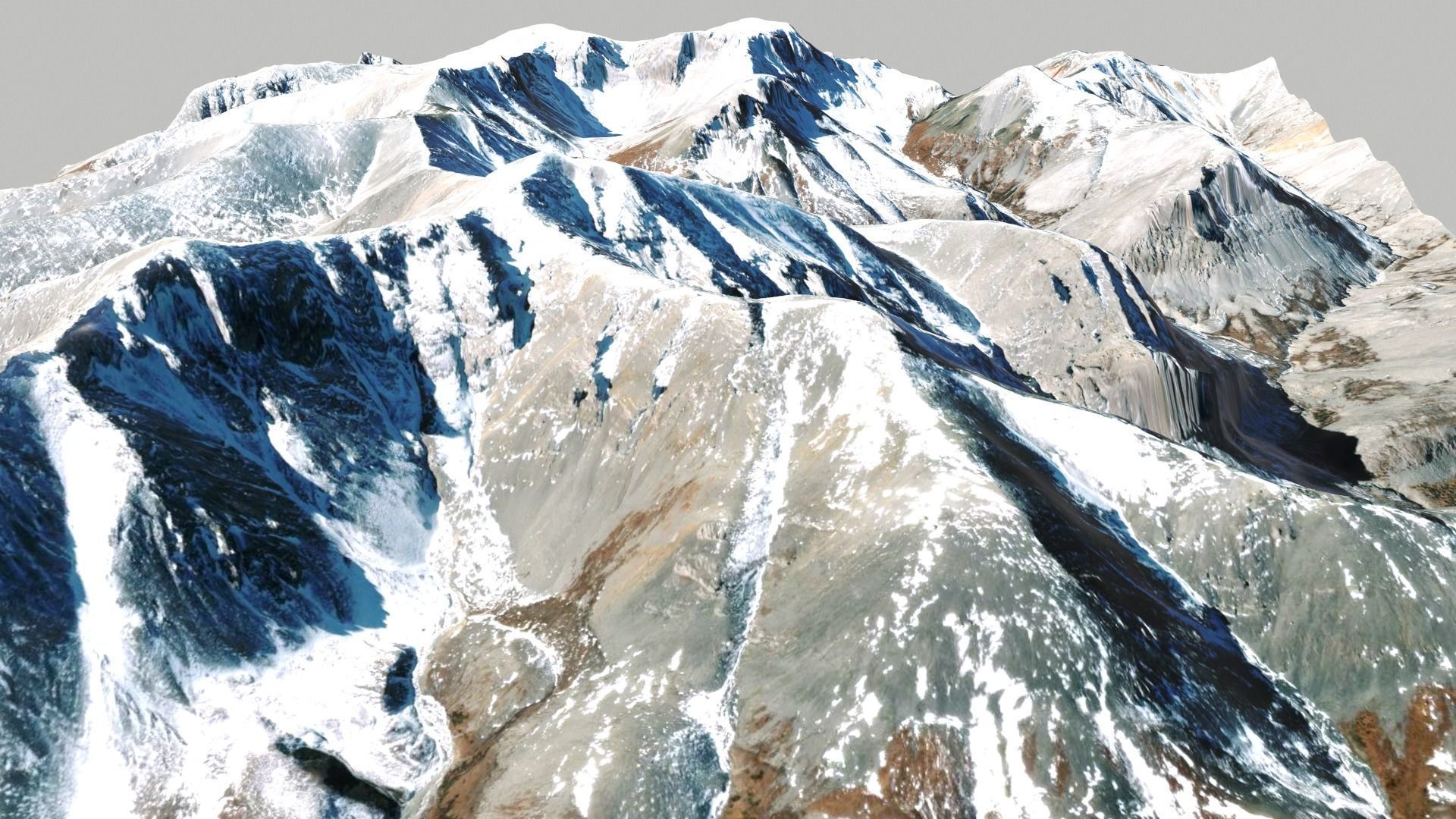 Mountain landscape Snow Table height 3178 meters Mongolia 3D model_5