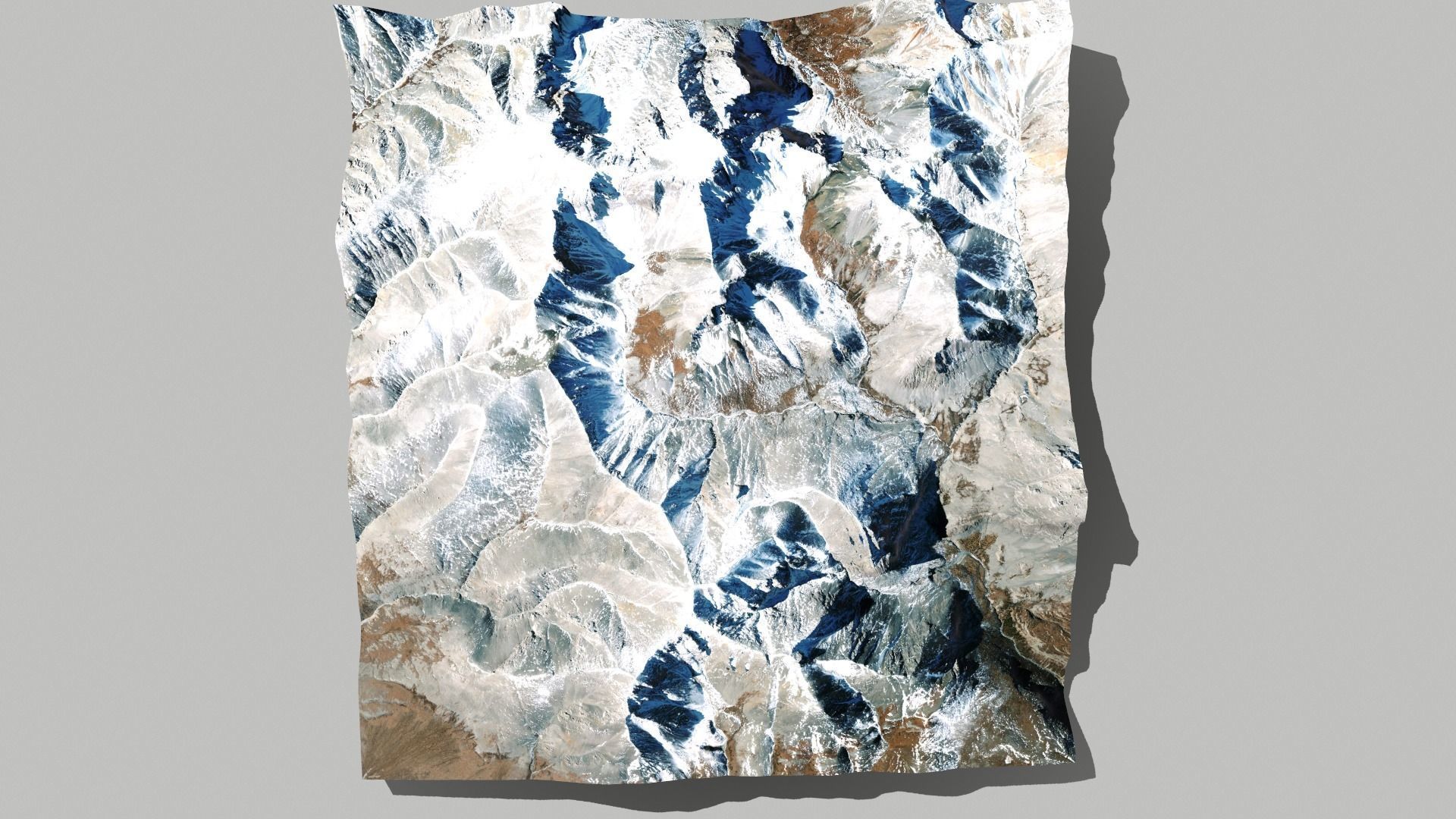 Mountain landscape Snow Table height 3178 meters Mongolia 3D model_7