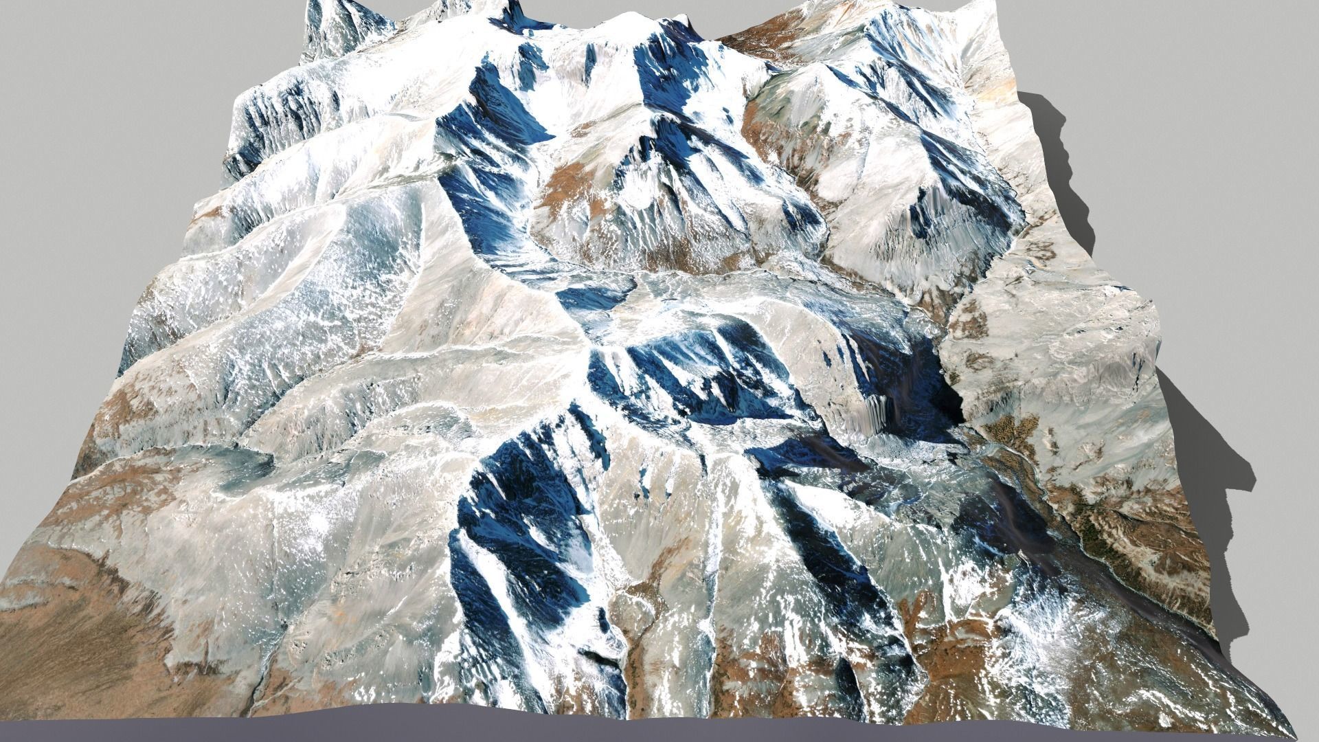 Mountain landscape Snow Table height 3178 meters Mongolia 3D model_2