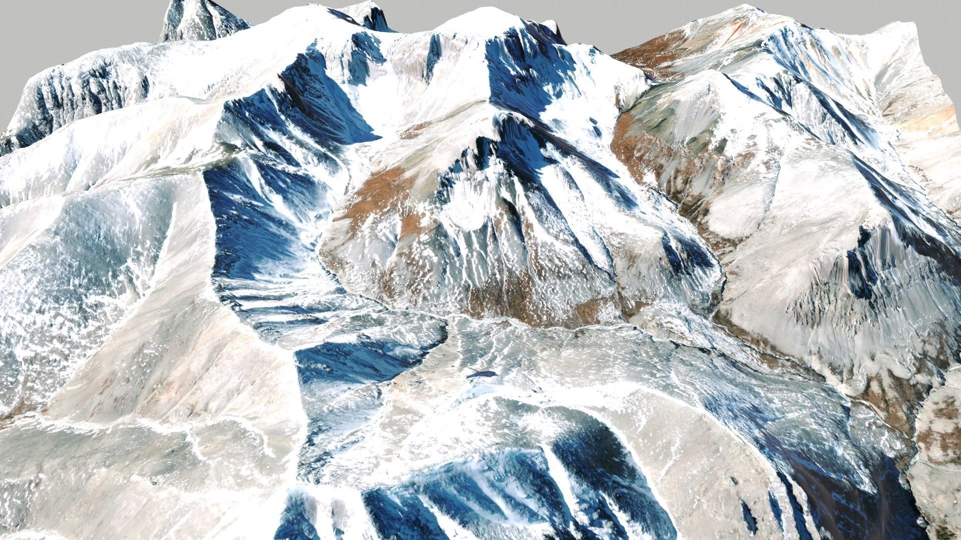Mountain landscape Snow Table height 3178 meters Mongolia 3D model_6