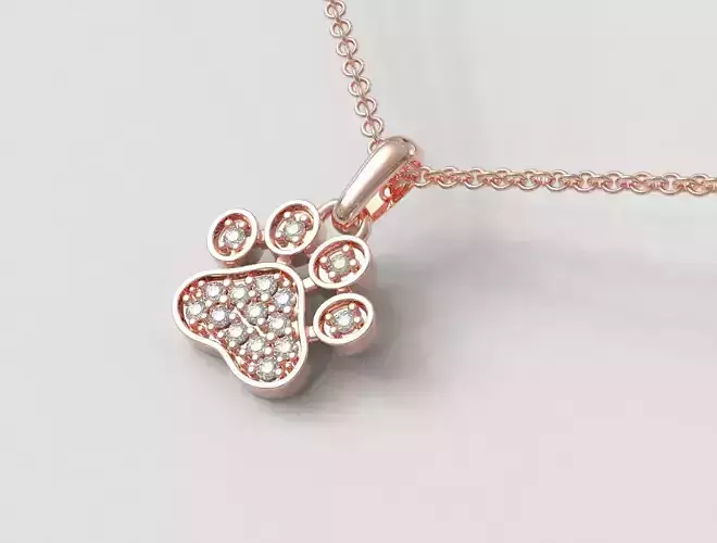 Diamond Paw Pet Pendant 3D print model