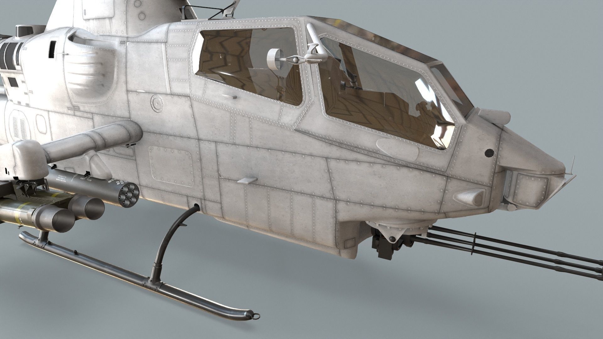 Bell AH-1S Cobra Blank Static Low-poly 3D model_4