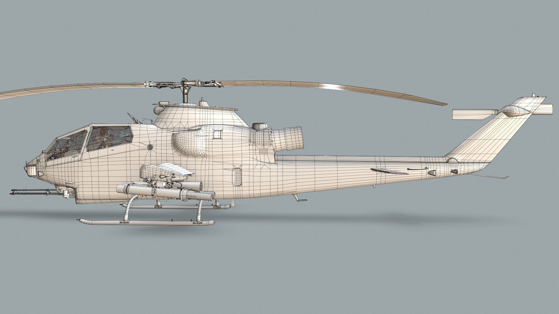 Bell AH-1S Cobra Blank Static Low-poly 3D model_16