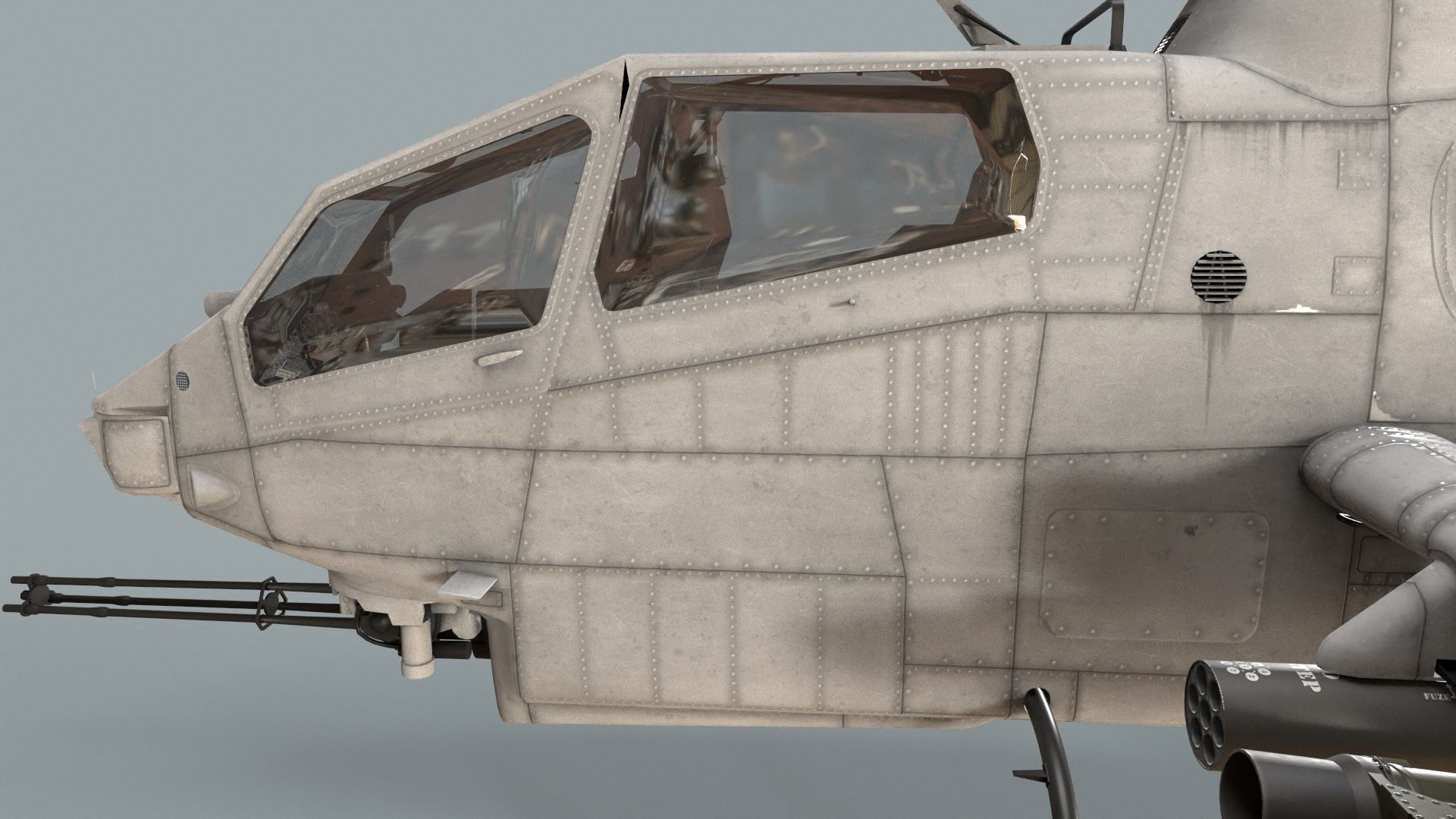 Bell AH-1S Cobra Blank Static Low-poly 3D model_5