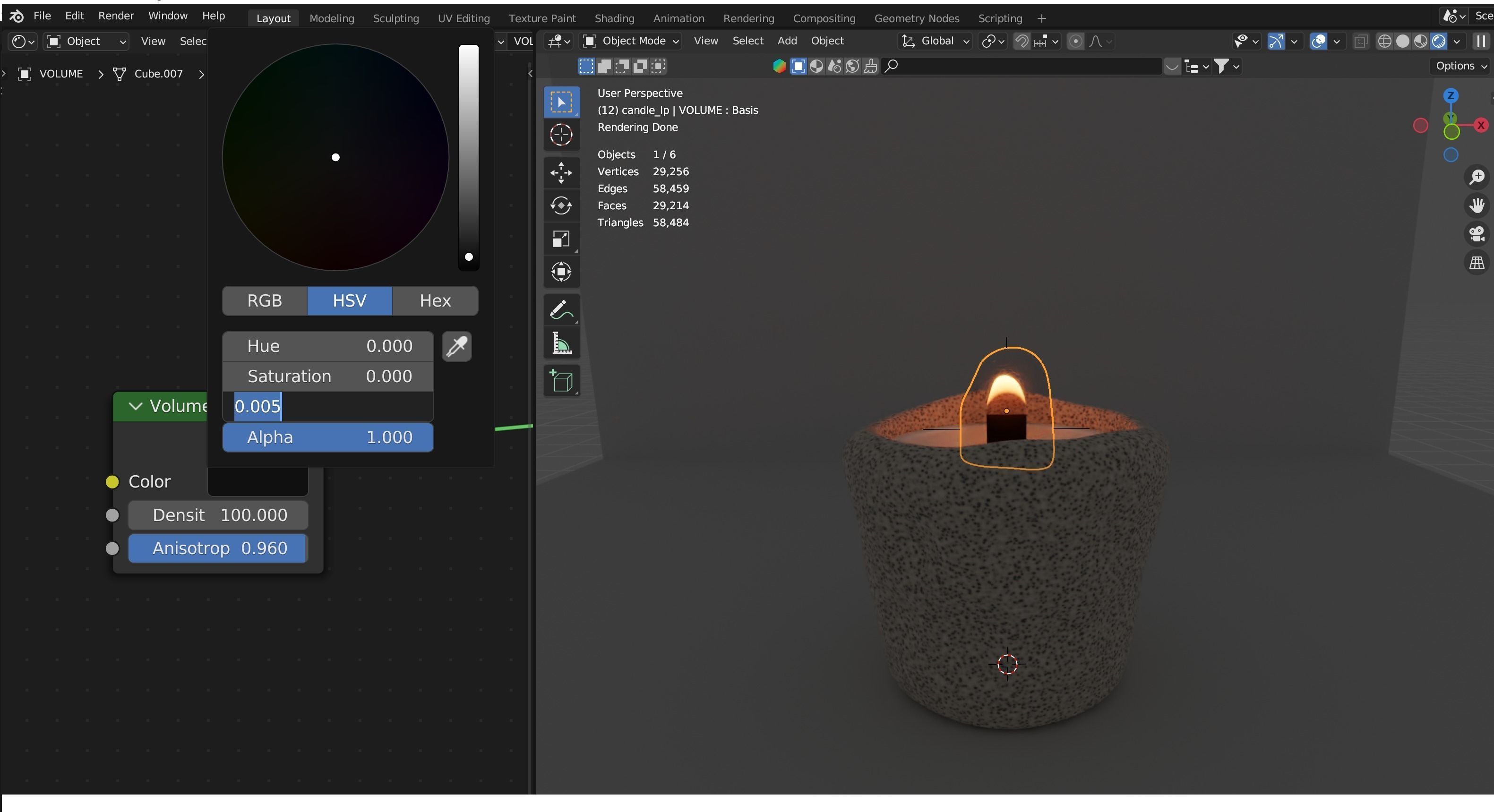 Candle with animated volumetric flame Low-poly 3D model_4