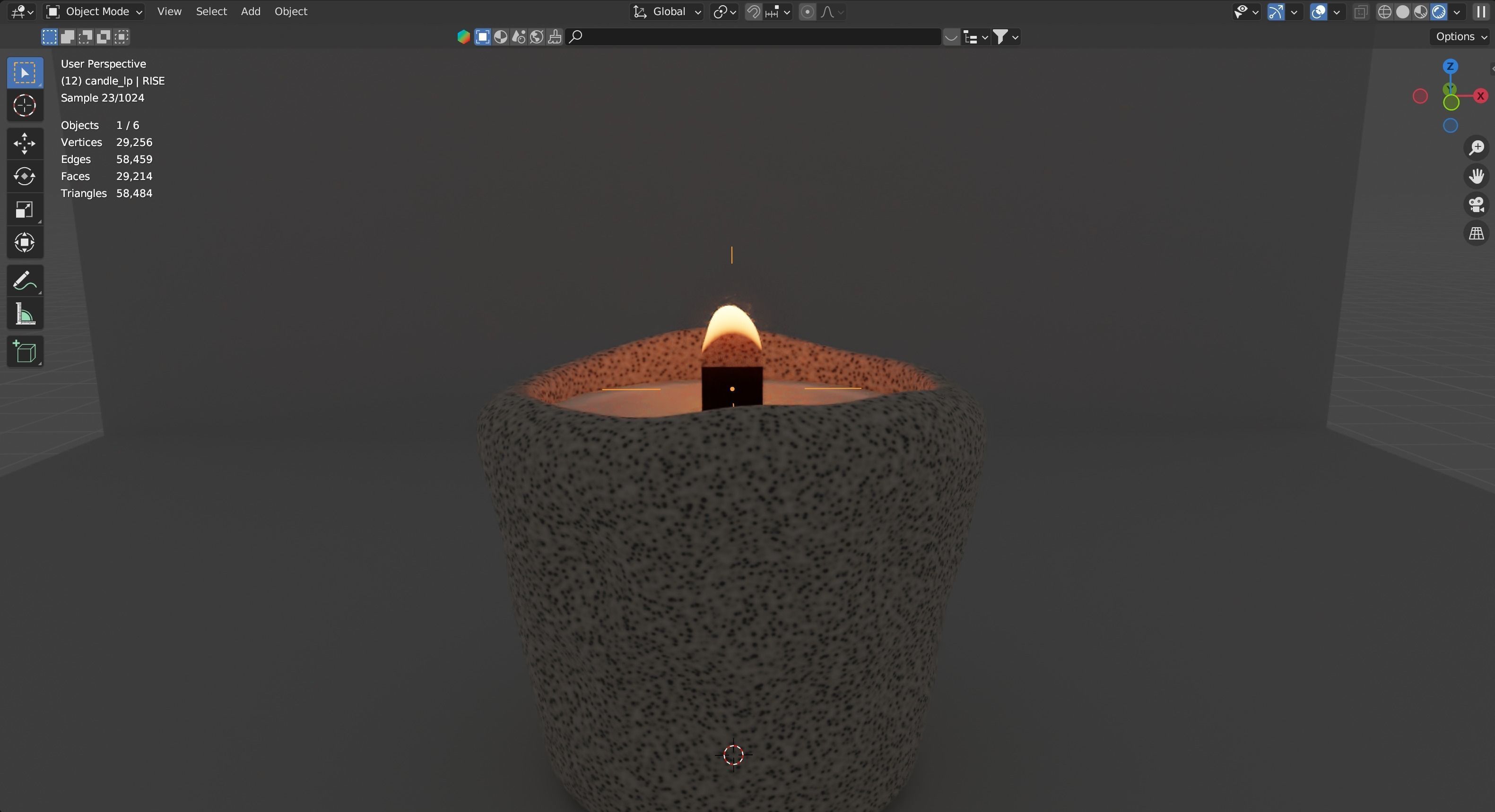 Candle with animated volumetric flame Low-poly 3D model_3