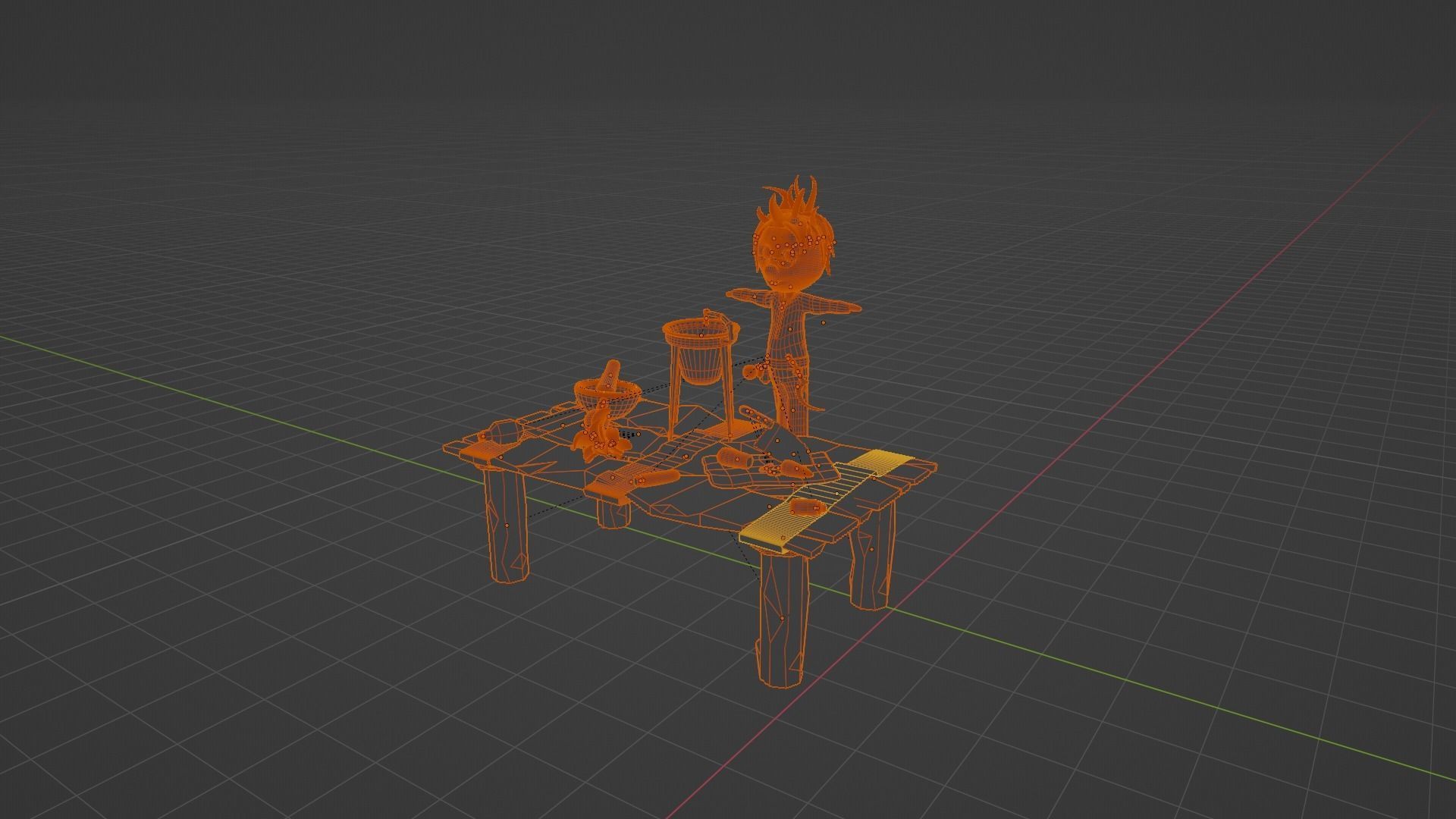 Low Poly Alchemy Table And Character Low-poly 3D model_14