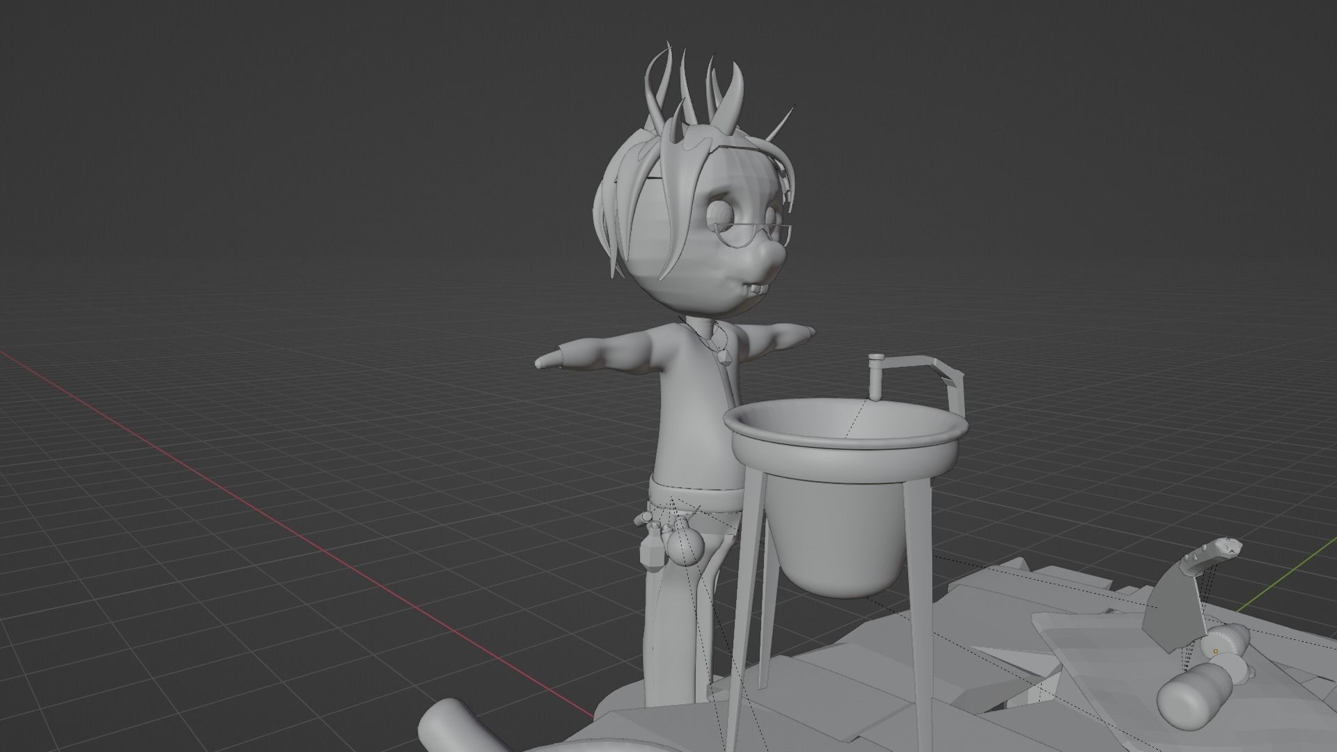 Low Poly Alchemy Table And Character Low-poly 3D model_15