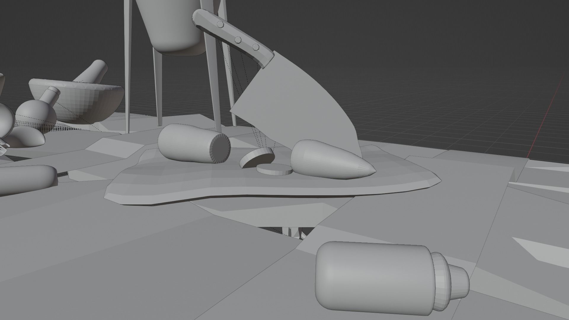 Low Poly Alchemy Table And Character Low-poly 3D model_11