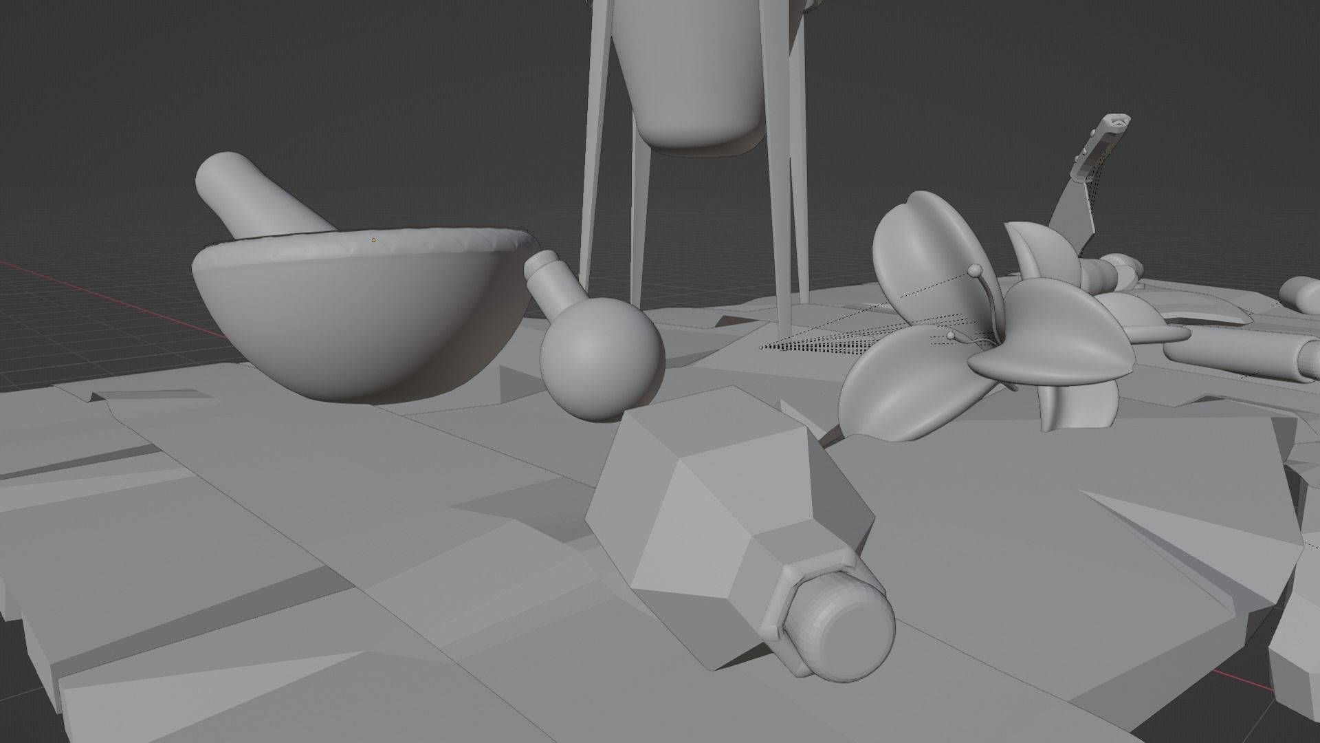 Low Poly Alchemy Table And Character Low-poly 3D model_12