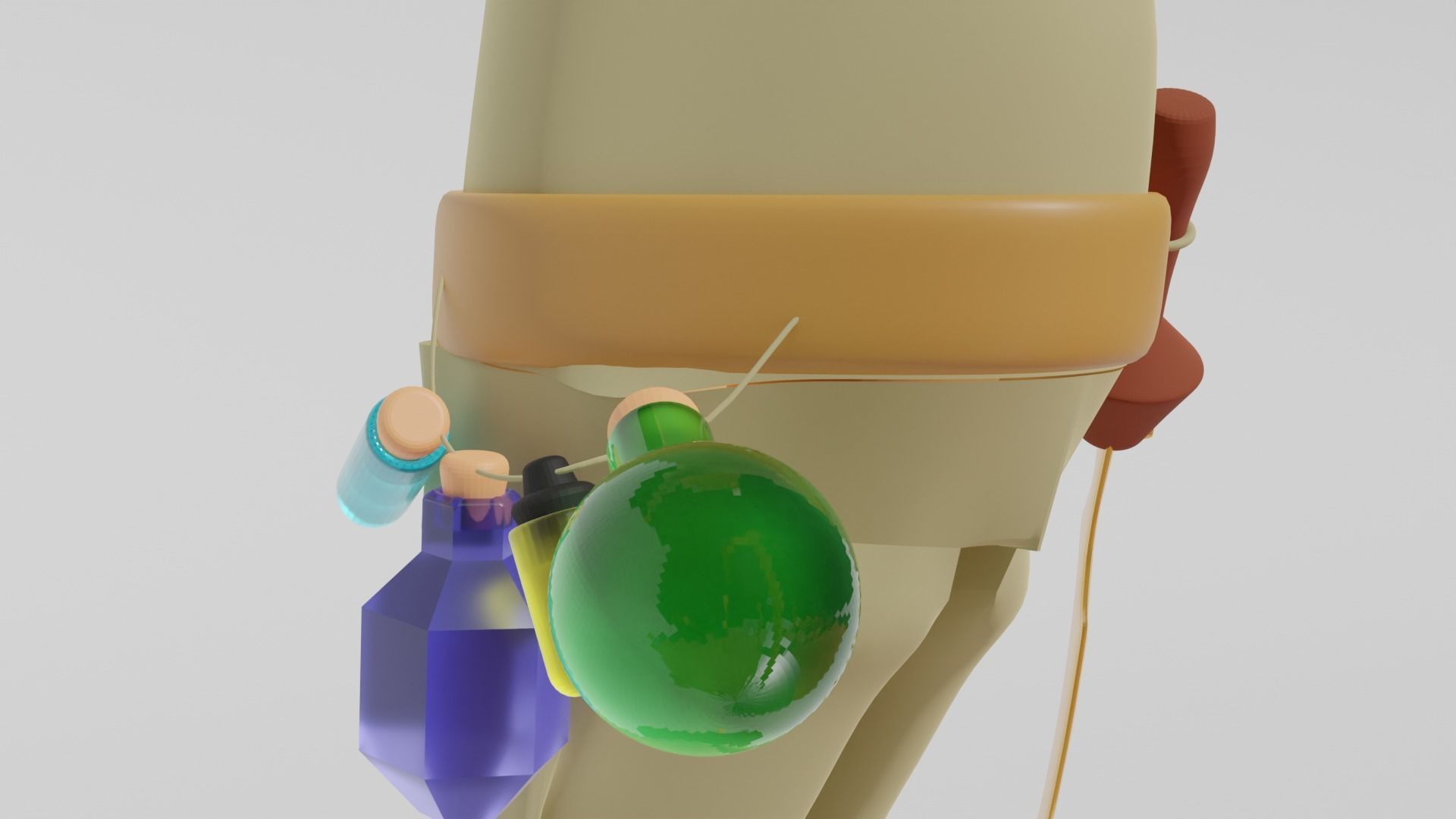 Low Poly Alchemy Table And Character Low-poly 3D model_7