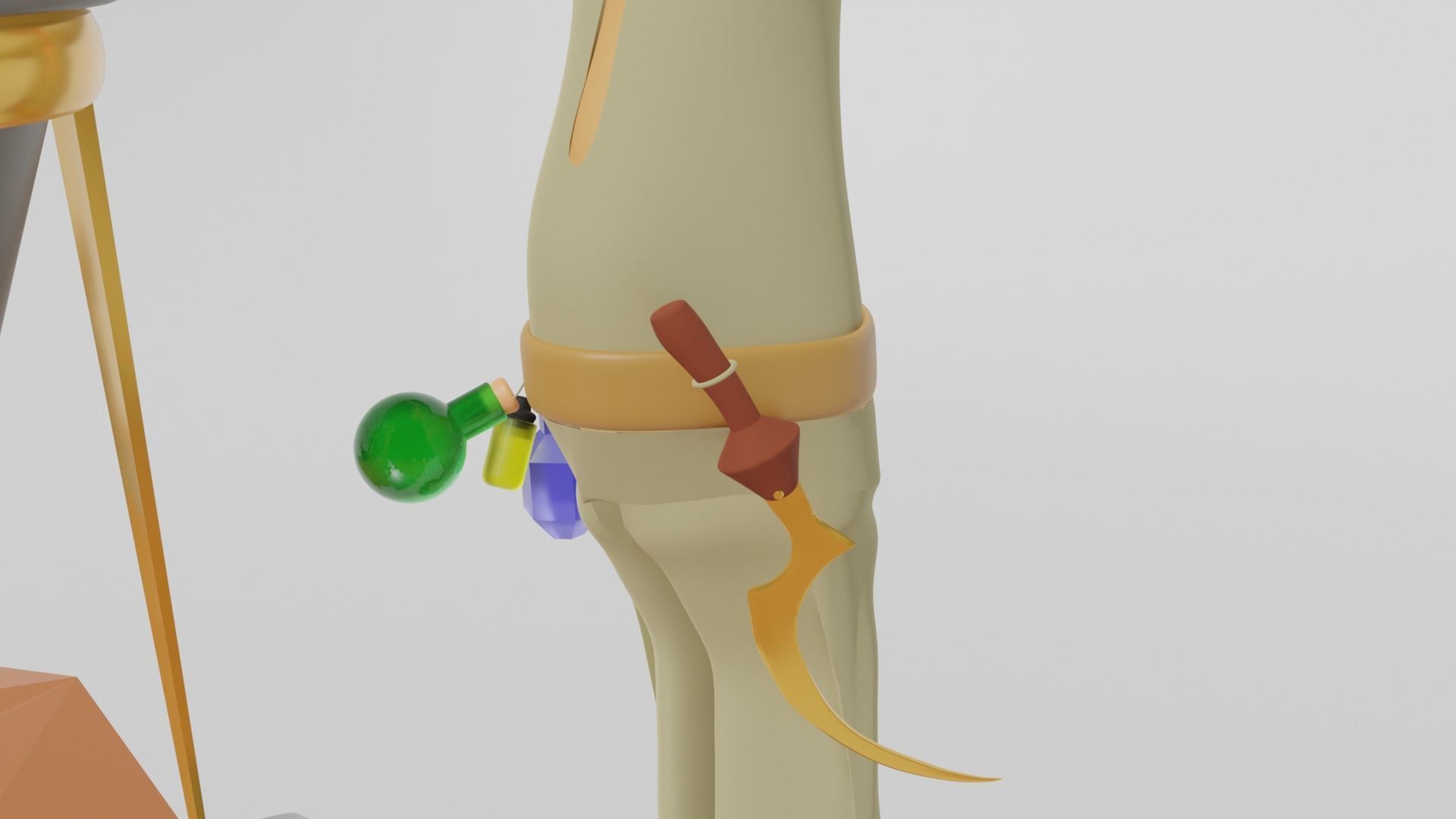 Low Poly Alchemy Table And Character Low-poly 3D model_6