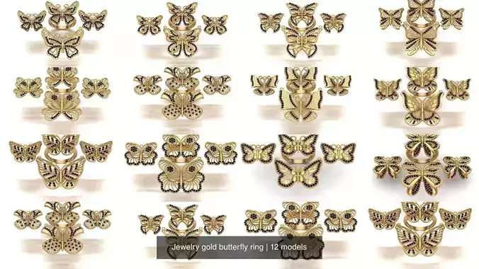 Jewelry gold butterfly ring