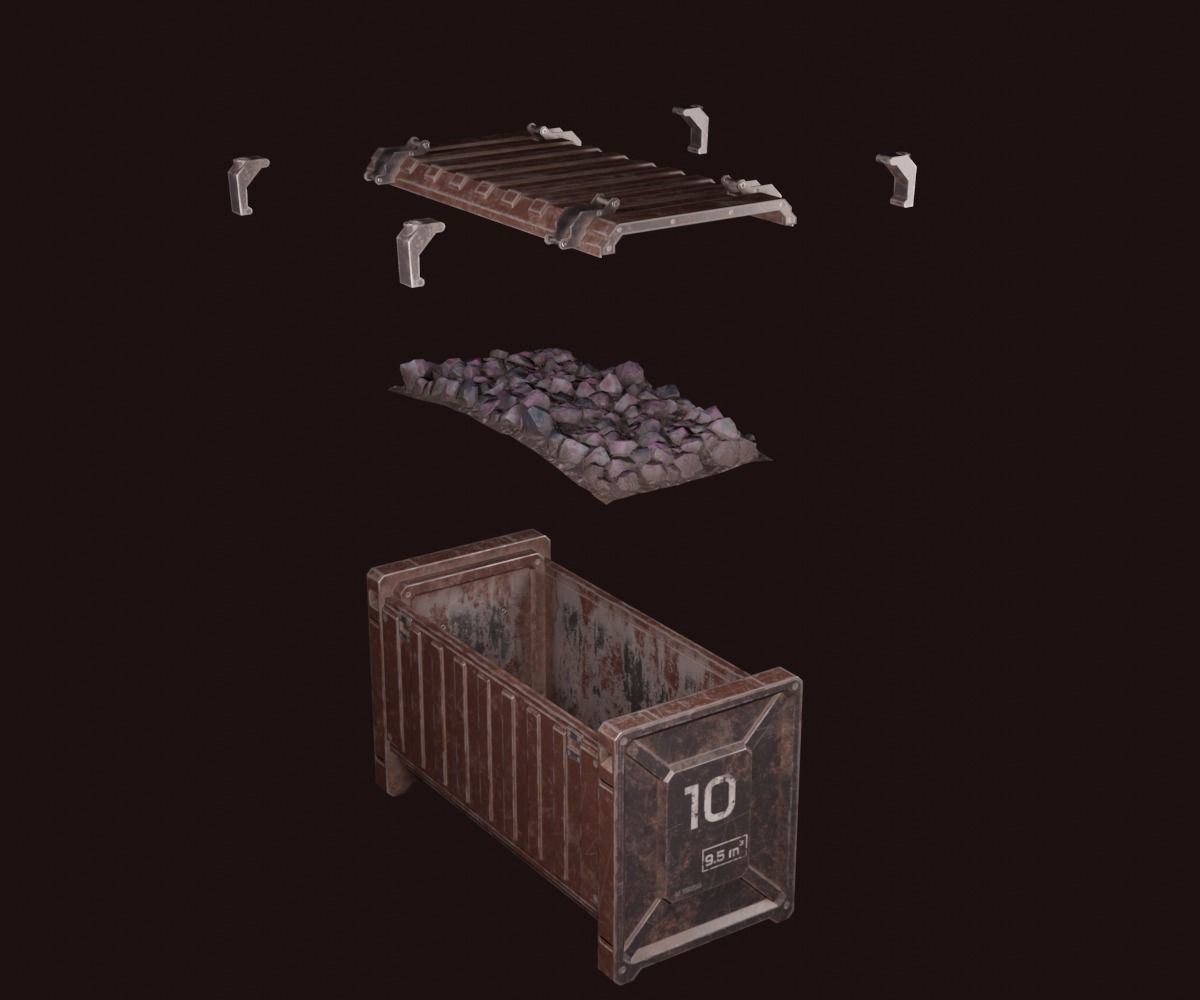 Sci-Fi Mining Container Free low-poly 3D model_4