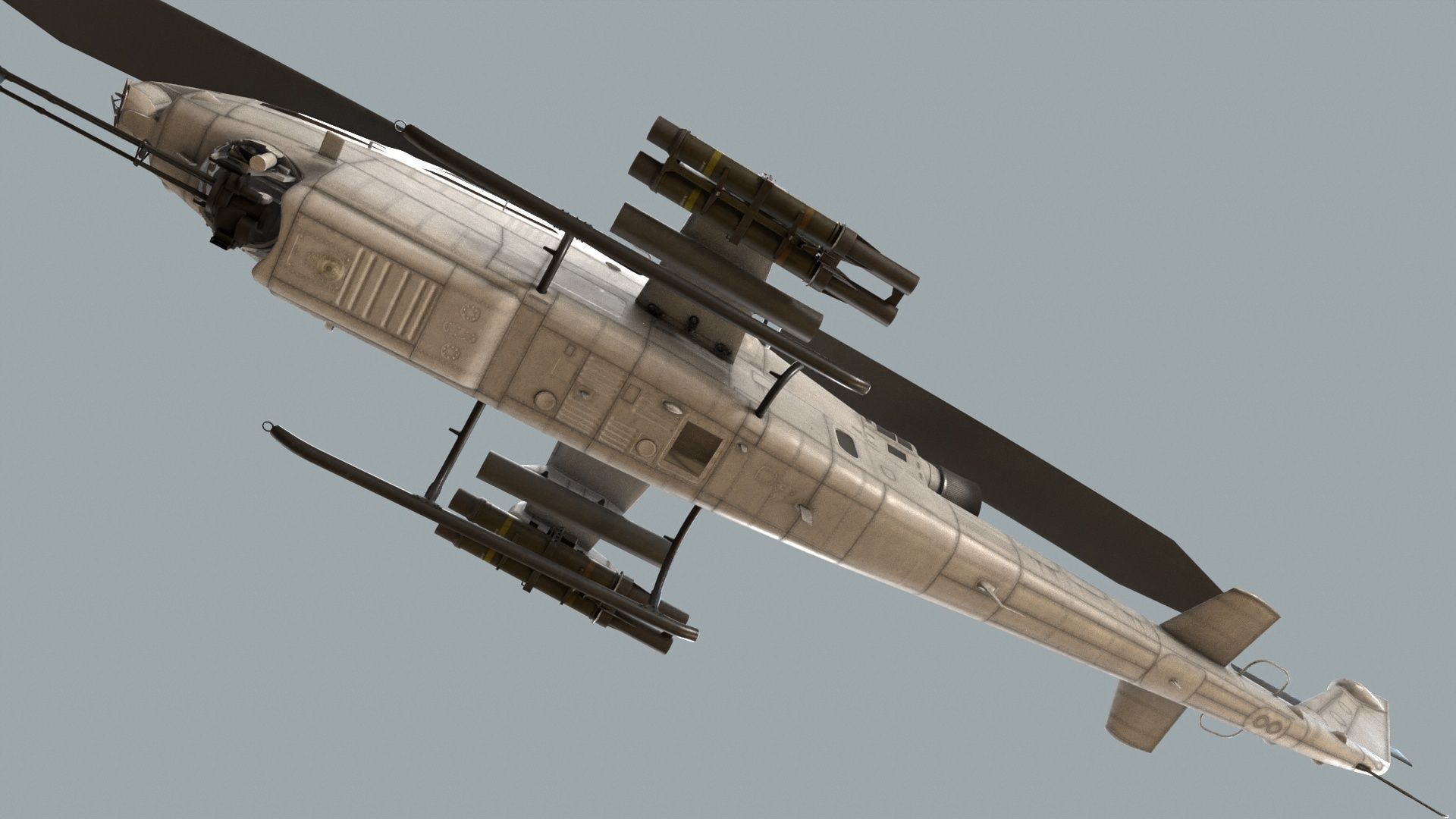 Bell AH-1S Cobra Blank Basic Animation Low-poly 3D model_8