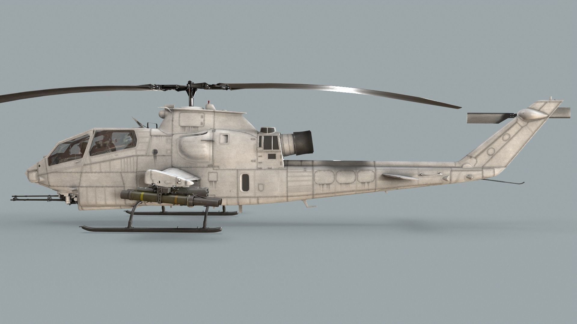 Bell AH-1S Cobra Blank Basic Animation Low-poly 3D model_3