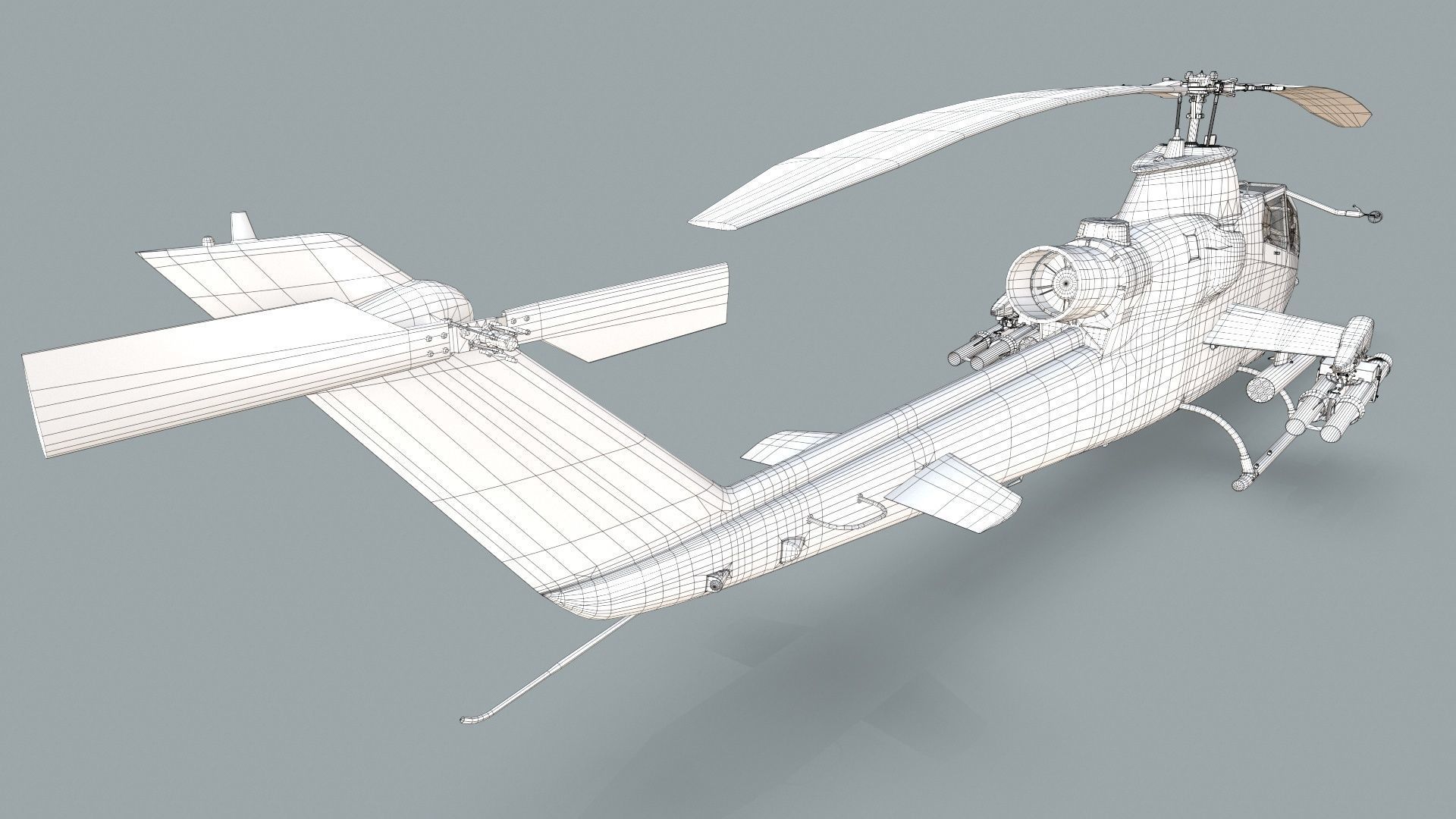 Bell AH-1S Cobra Blank Basic Animation Low-poly 3D model_20