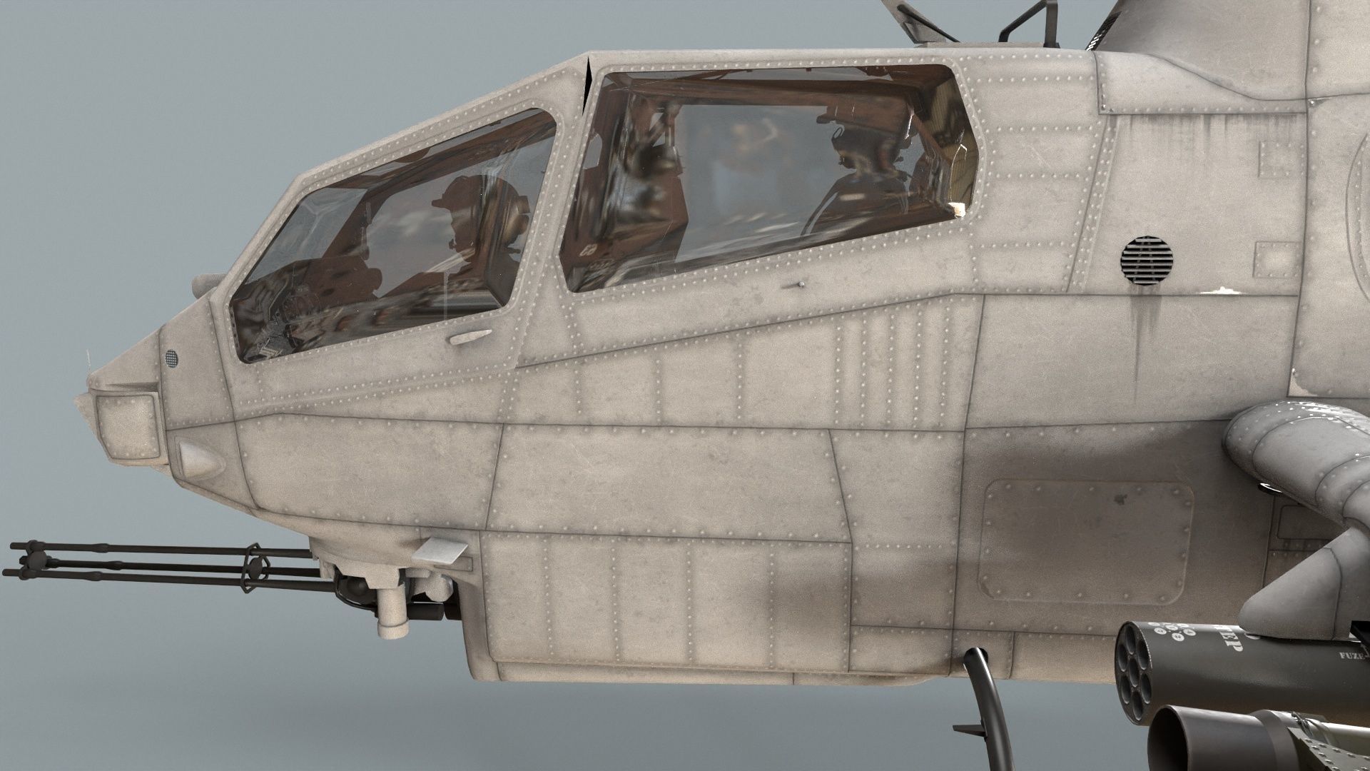 Bell AH-1S Cobra Blank Basic Animation Low-poly 3D model_6