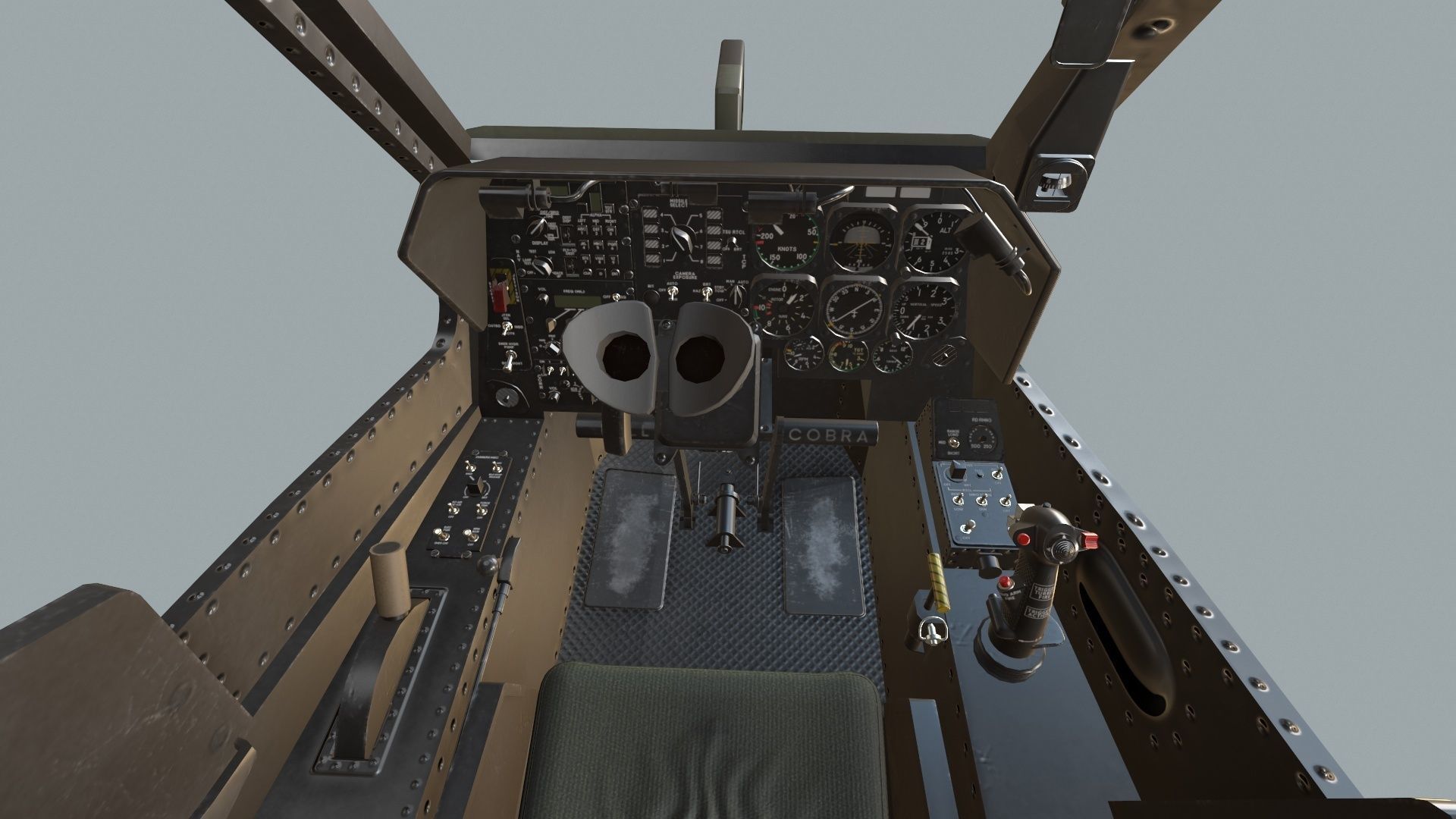 Bell AH-1S Cobra Blank Basic Animation Low-poly 3D model_17