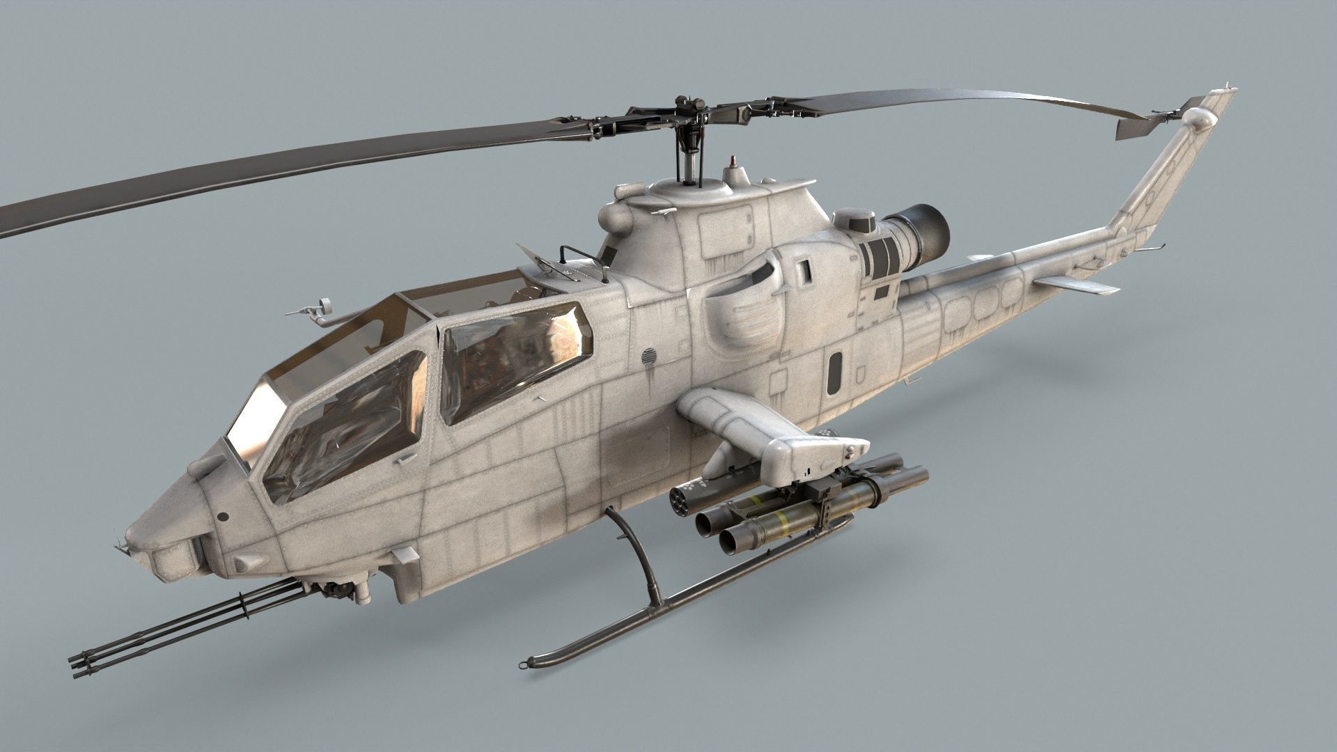 Bell AH-1S Cobra Blank Basic Animation Low-poly 3D model_2