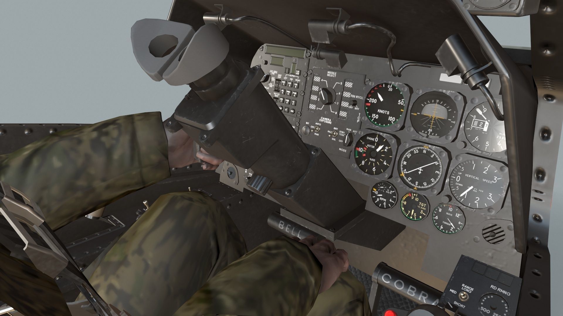 Bell AH-1S Cobra Blank Basic Animation Low-poly 3D model_13