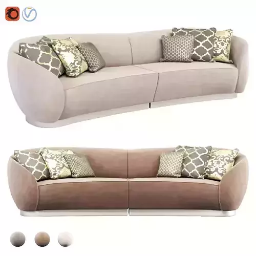 Equinox Six Seat Sofa - Dove Gray - Polished Chrome Base
