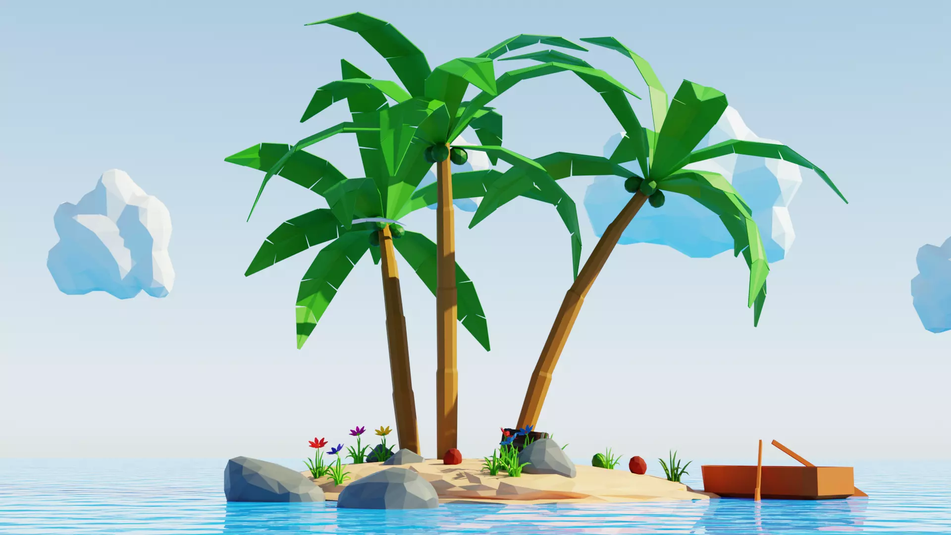 Island Scene Low-poly 3D model Low-poly 3D model