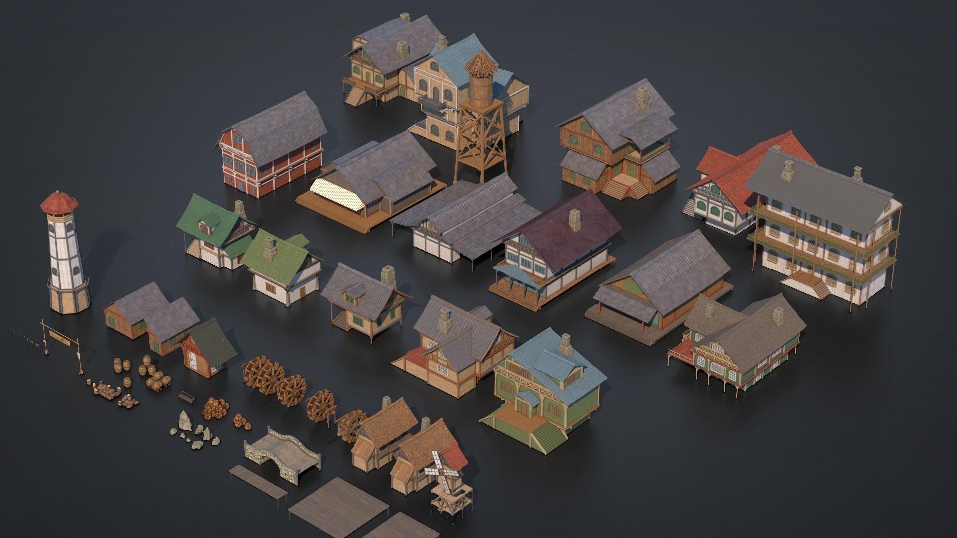 Medieval Set 01 Low-poly 3D model_2