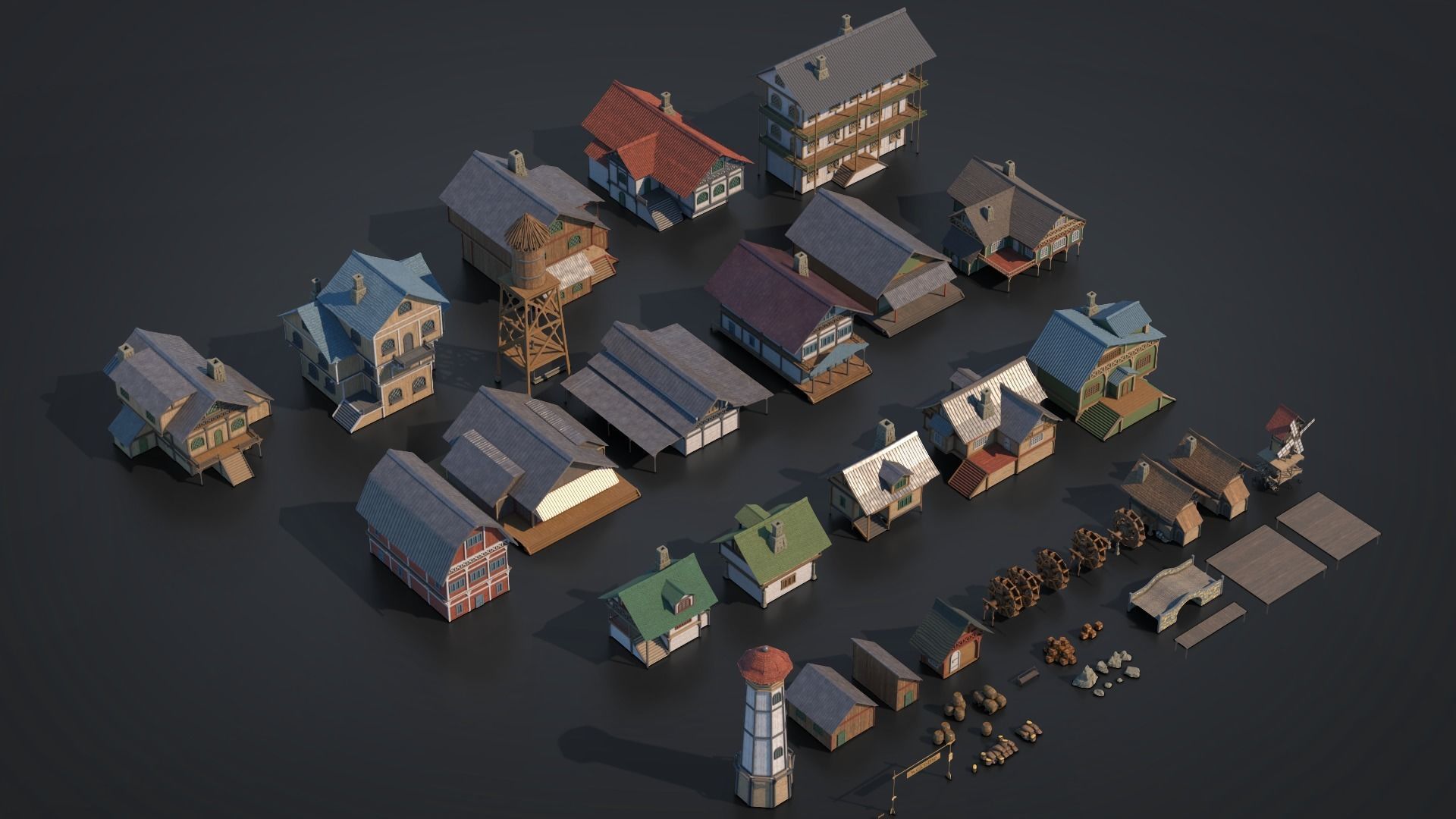 Medieval Set 01 Low-poly 3D model_1