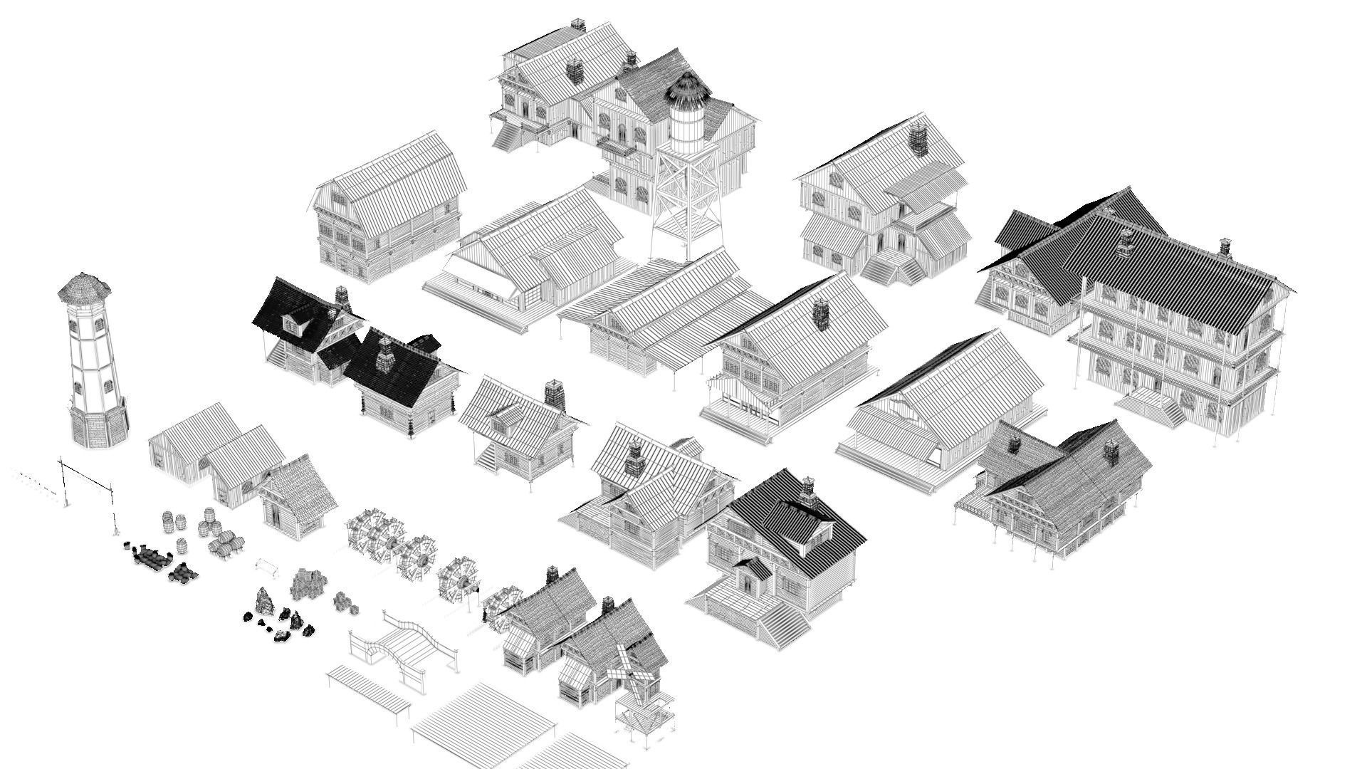 Medieval Set 01 Low-poly 3D model_6