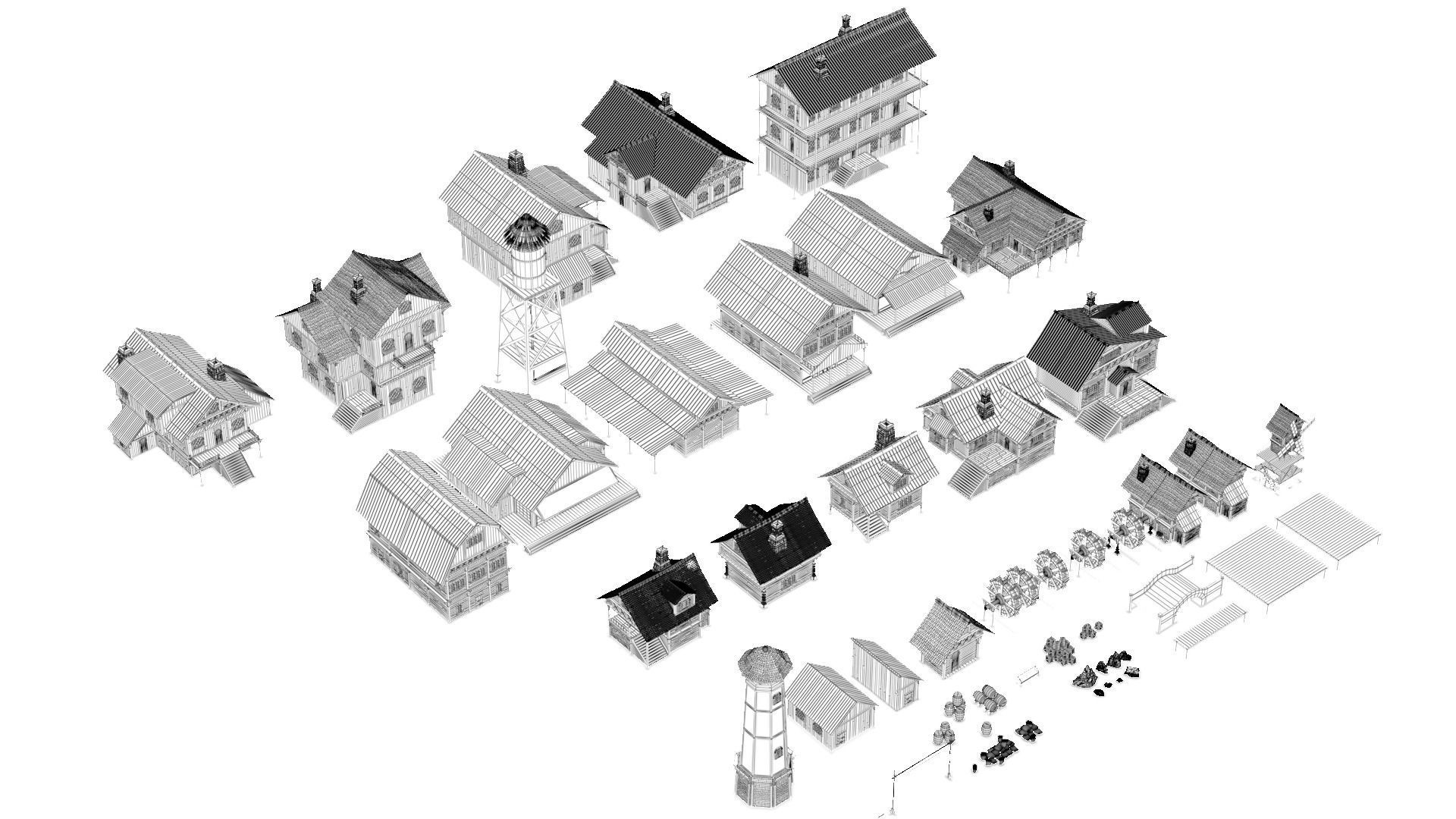 Medieval Set 01 Low-poly 3D model_5