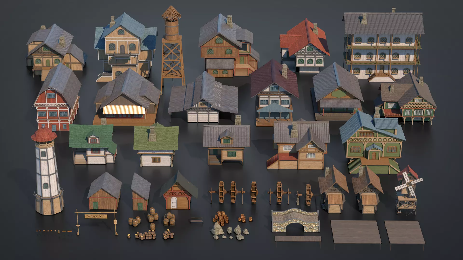 Medieval Set 01 Low-poly 3D model_0