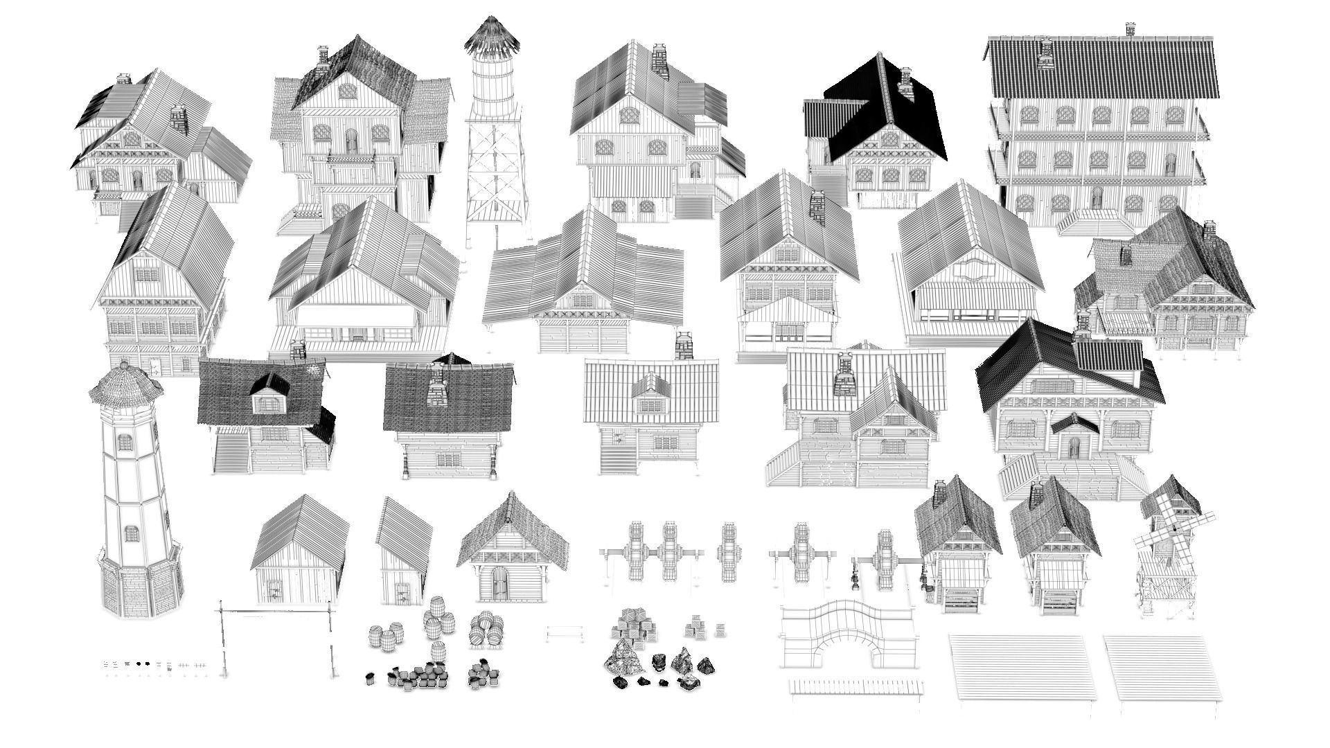 Medieval Set 01 Low-poly 3D model_4