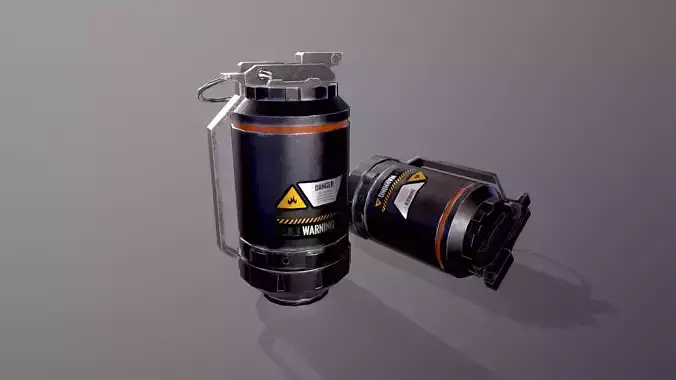 Low Poly Sci-Fi Futuristic Cyberpunk Hand Grenade AR VR Ready