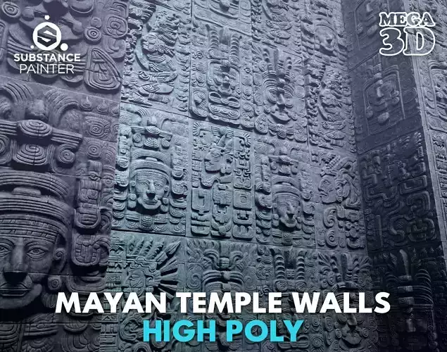 High poly Black Mayan Temple Wall 230719