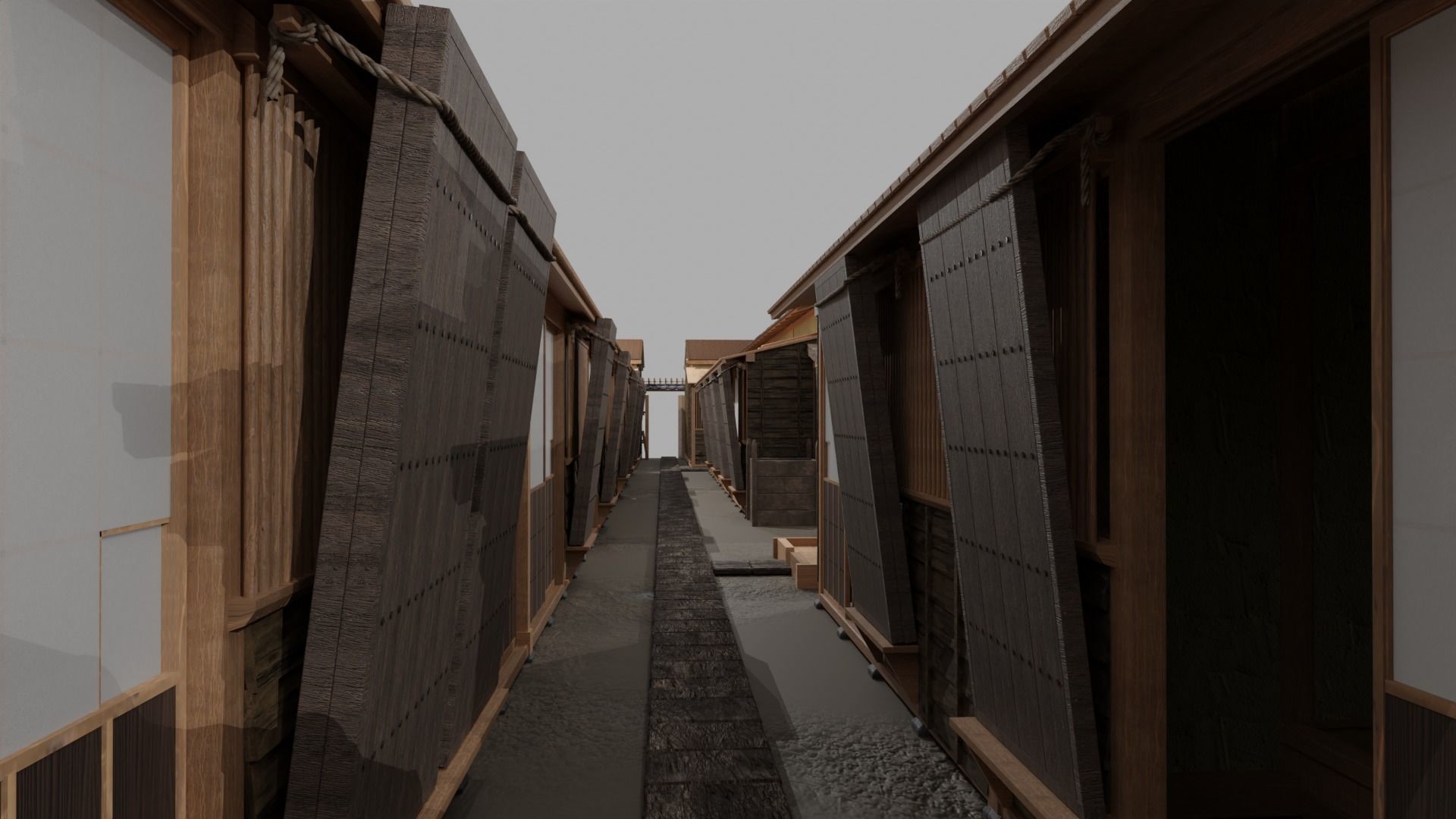 Row house in Edo city in 18C 3D model_2