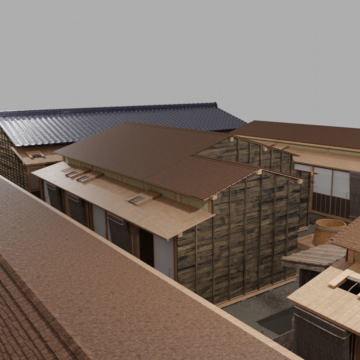 Row house in Edo city in 18C 3D model_11