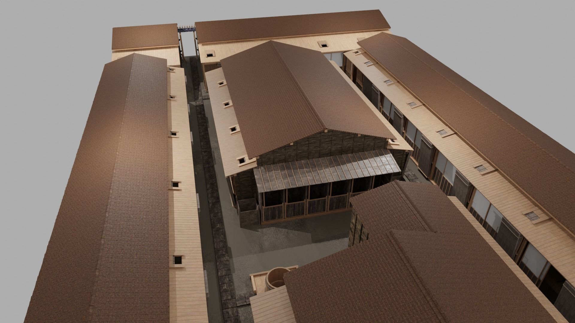 Row house in Edo city in 18C 3D model_4