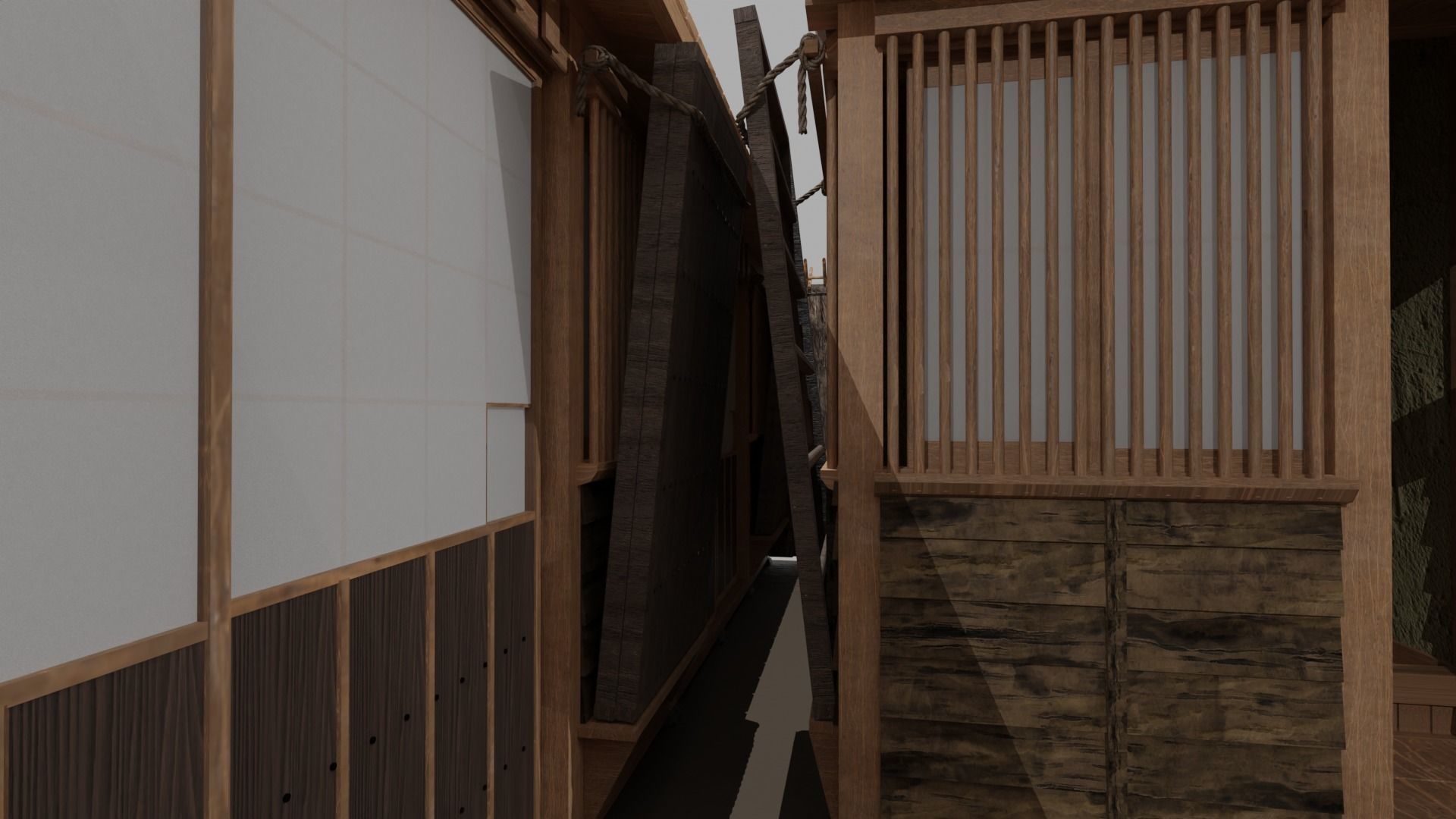 Row house in Edo city in 18C 3D model_3