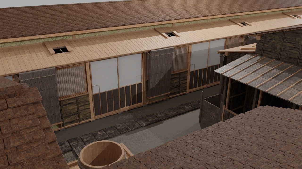 Row house in Edo city in 18C 3D model_5
