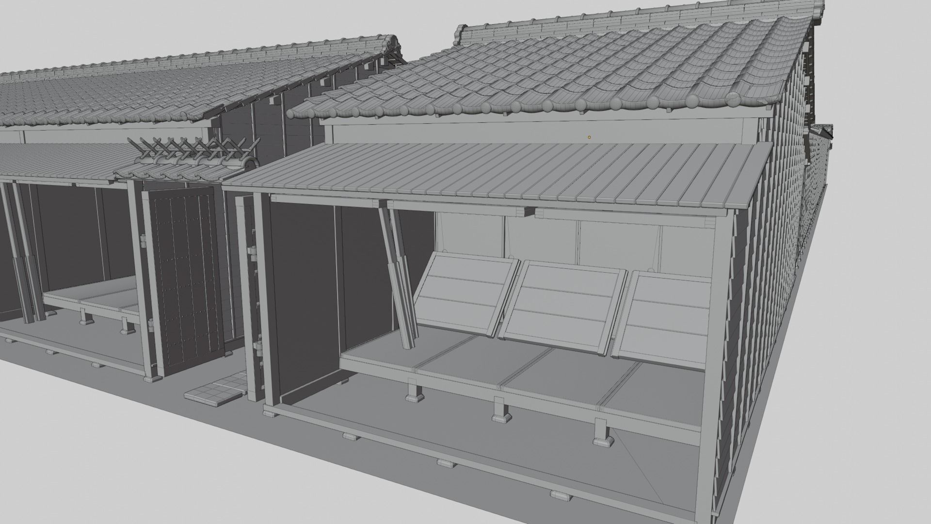 Row house in Edo city in 18C 3D model_16