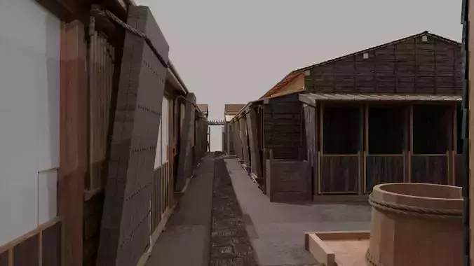 Row house in Edo city in 18C 3D model