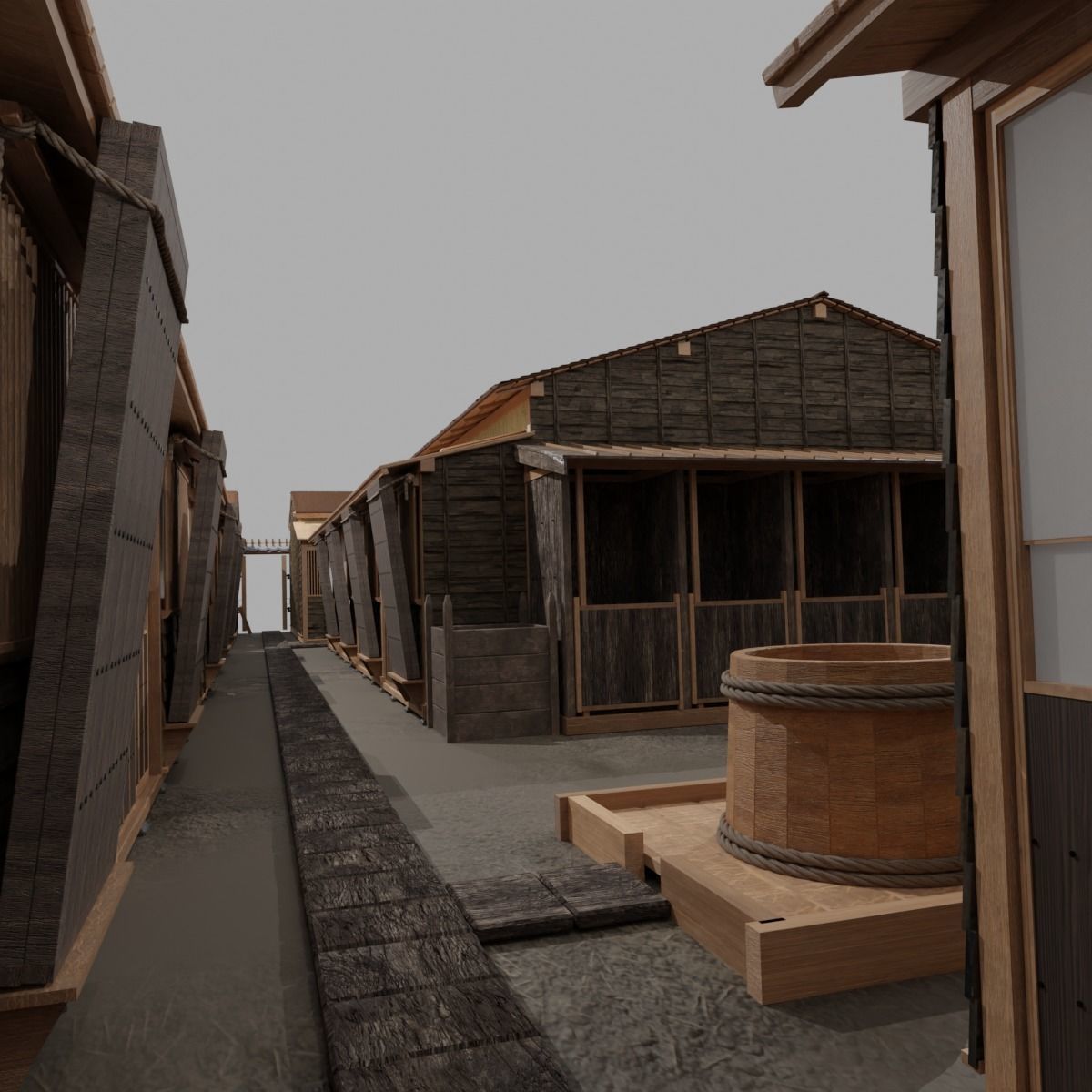 Row house in Edo city in 18C 3D model_10