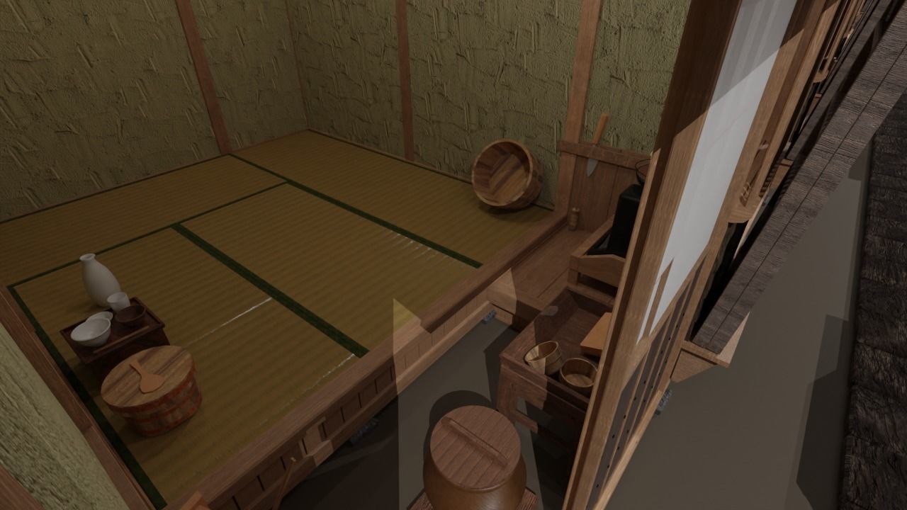 Row house in Edo city in 18C 3D model_20