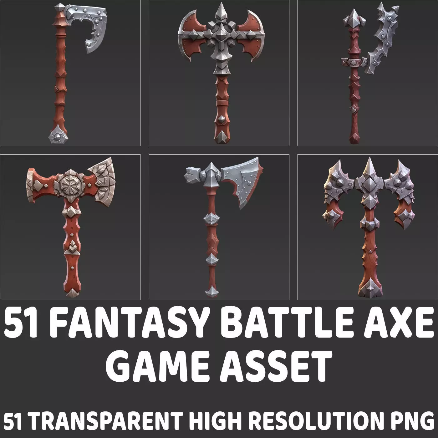 51 Fantasy Battle Axe Game Asset Texture