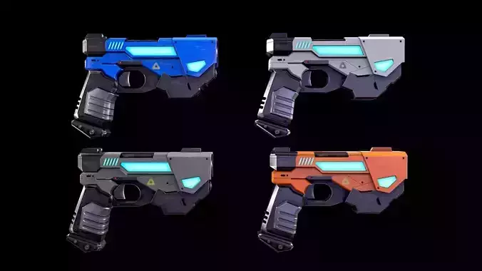 Low Poly Sci-Fi Futuristic Pistol AR VR Ready Low-poly 3D model