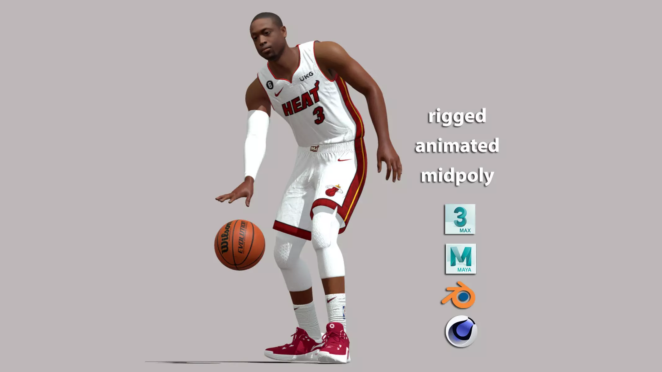 3D rigged Dwyane Wade Miami Heat animation 3D model