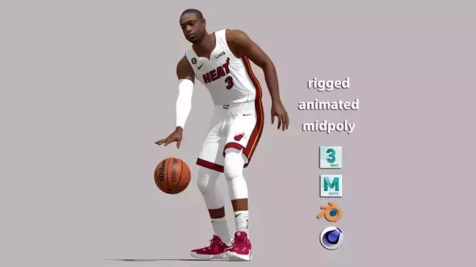   3D rigged Dwyane Wade Miami Heat animation 3D model