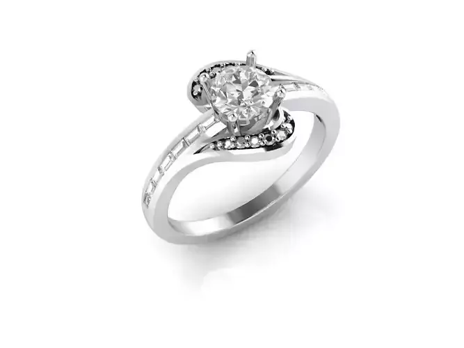 Peacock Star Twist Curl wedding ring 3d model