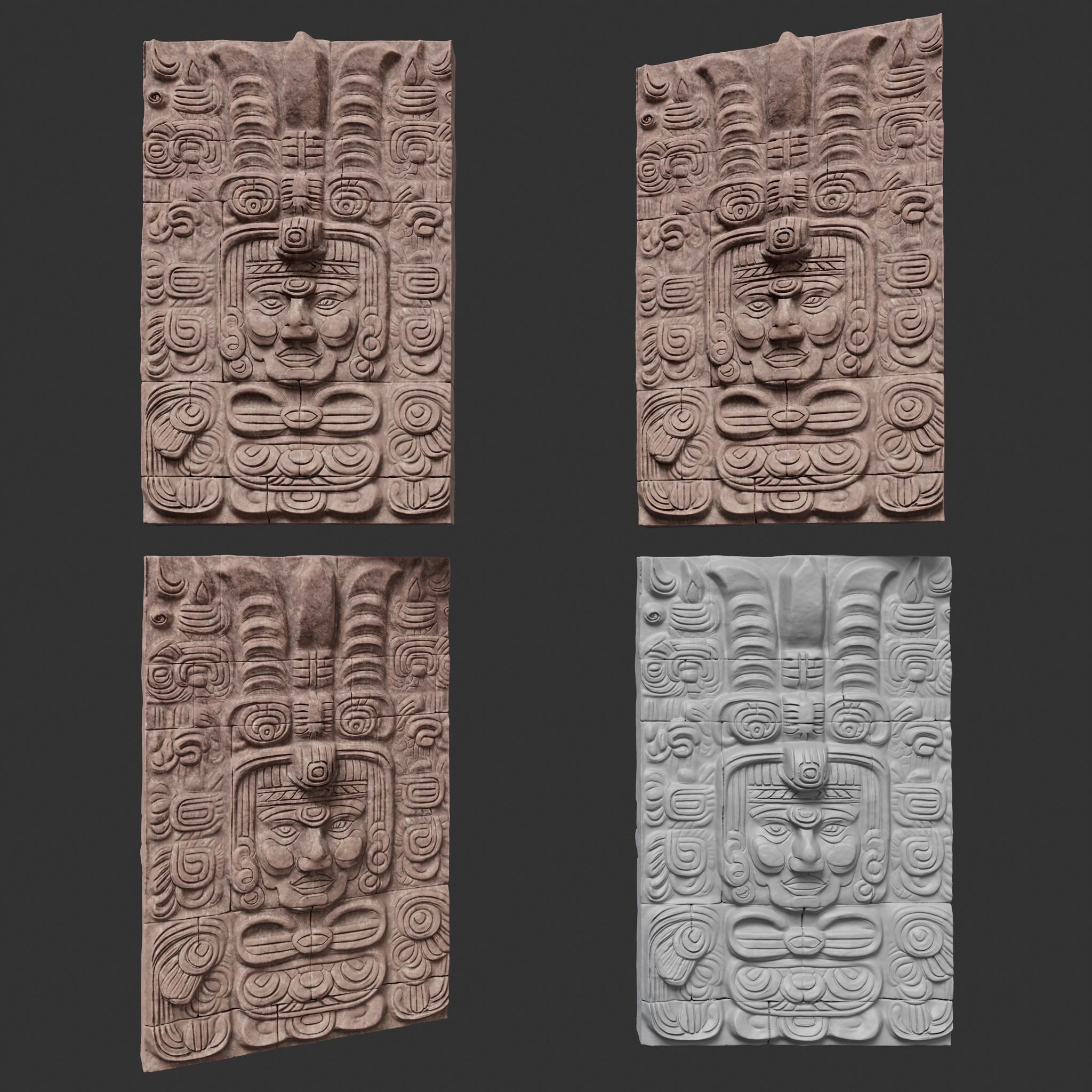 High poly Yellow Mayan Temple Wall 230719 3D model_22